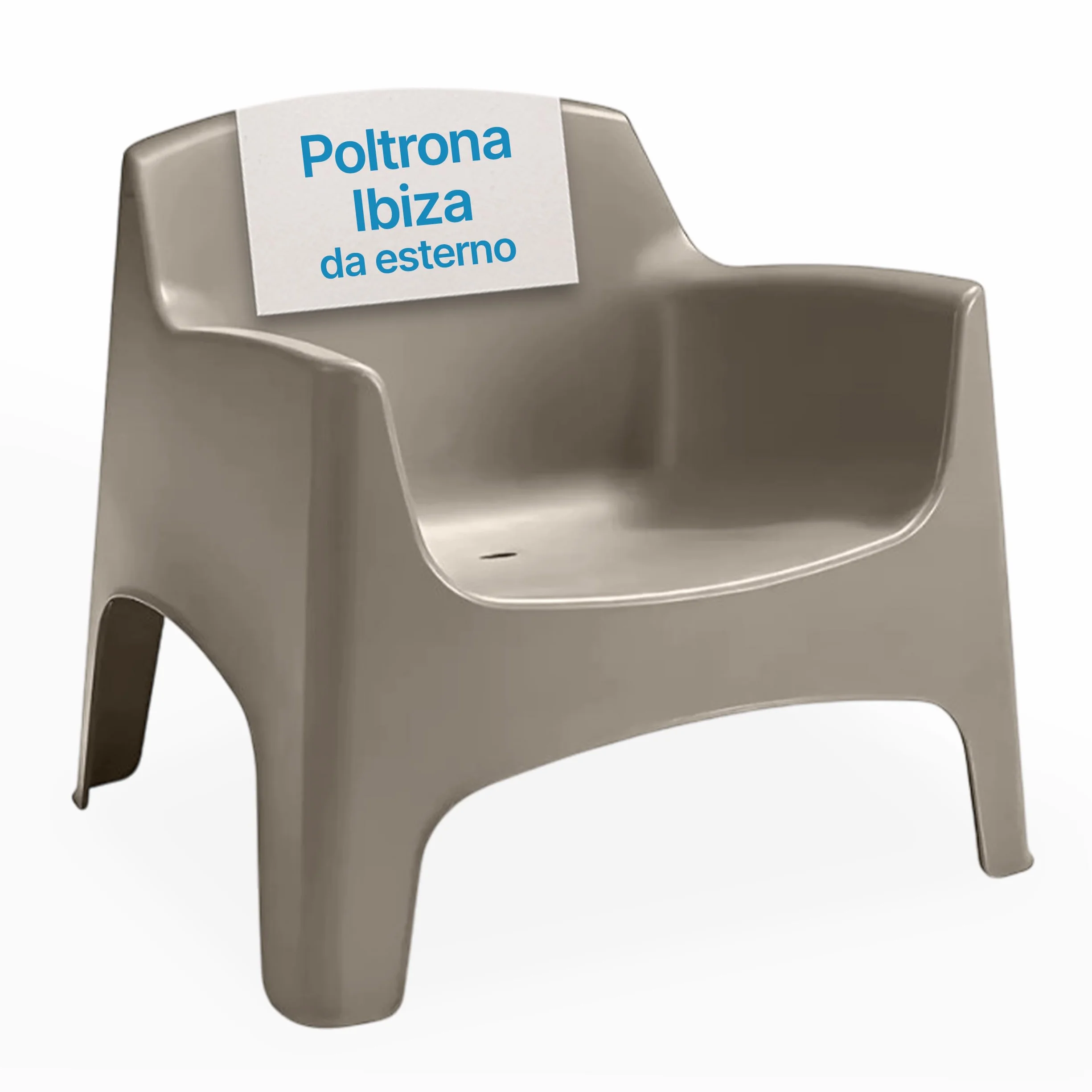 Tomaino Poltrona da esterno Ibiza XL Sedia da giardino in plastica impilabile 79x74x70 cm tortora