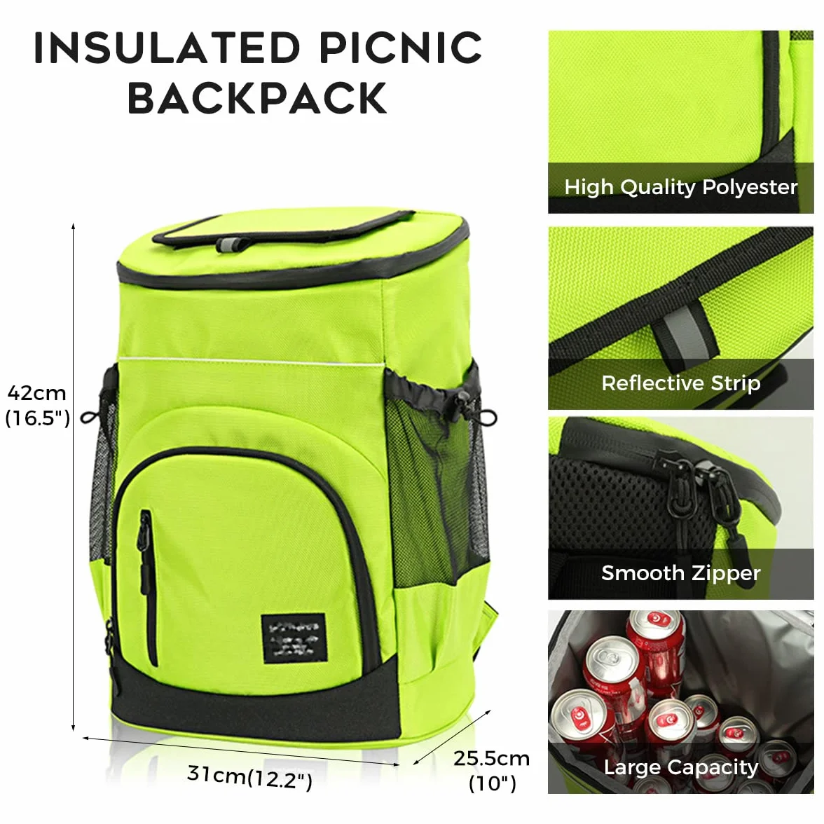 Zaino Termico 30 Litri Isotermo per Picnic Campeggio Barbecue
