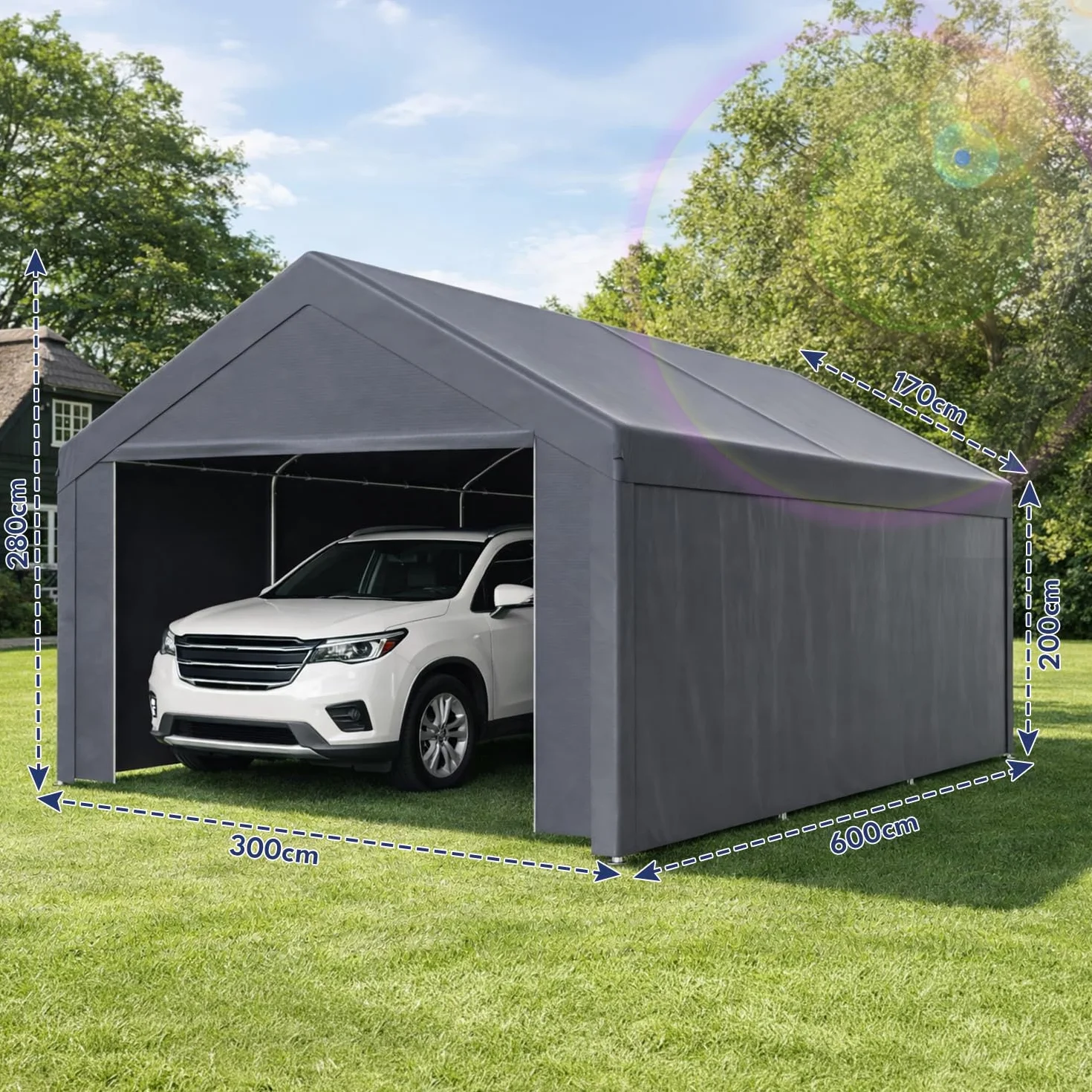 Tenda da garage Carport 3x6 m telone PE resistente intemperie UV per auto SUV camion
