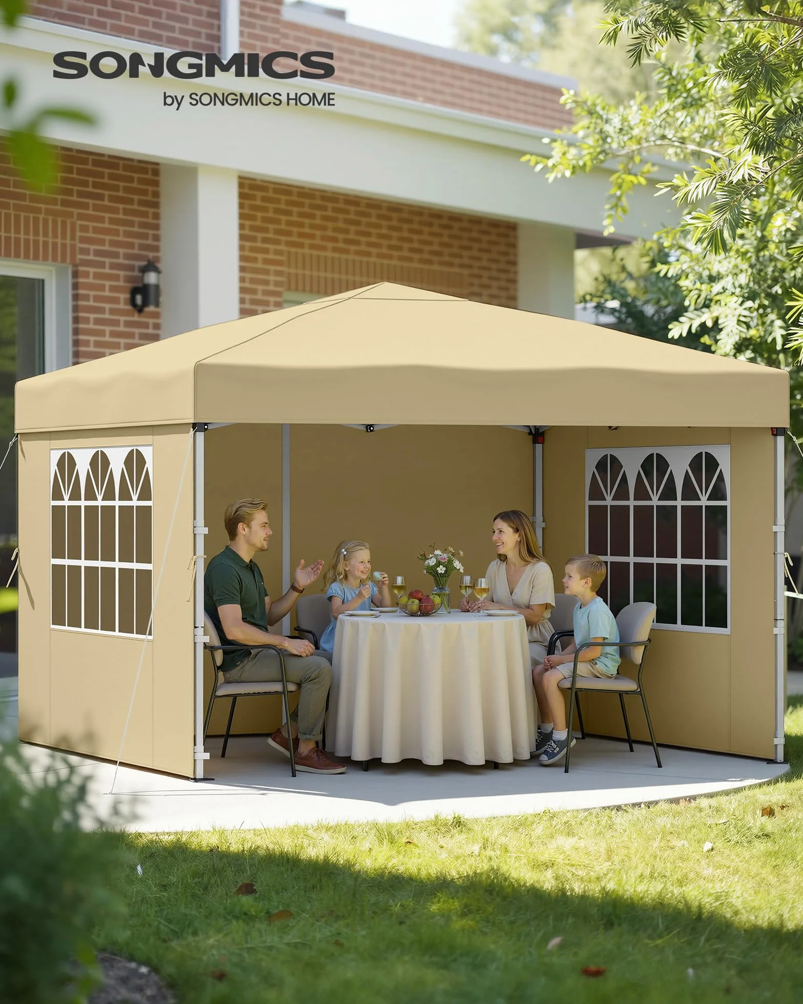 SONGMICS Gazebo Pieghevole 3x3 m Beige GCT104LZ01