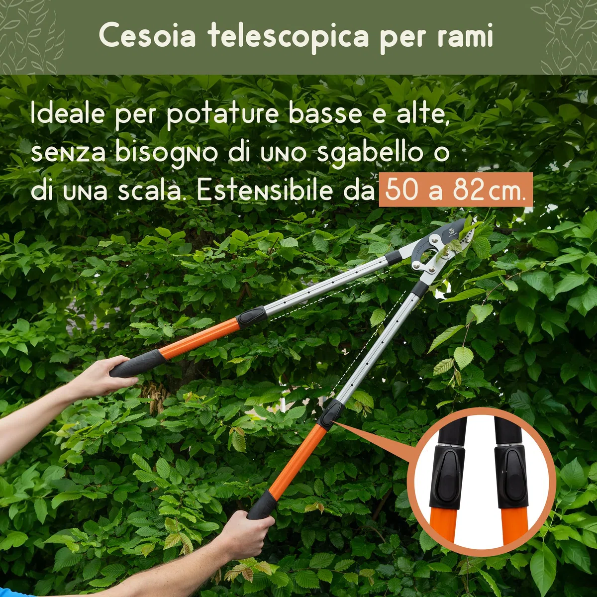 Troncami telescopici acciaio temprato taglia rami 44 mm cesoie regolabili testa di squalo