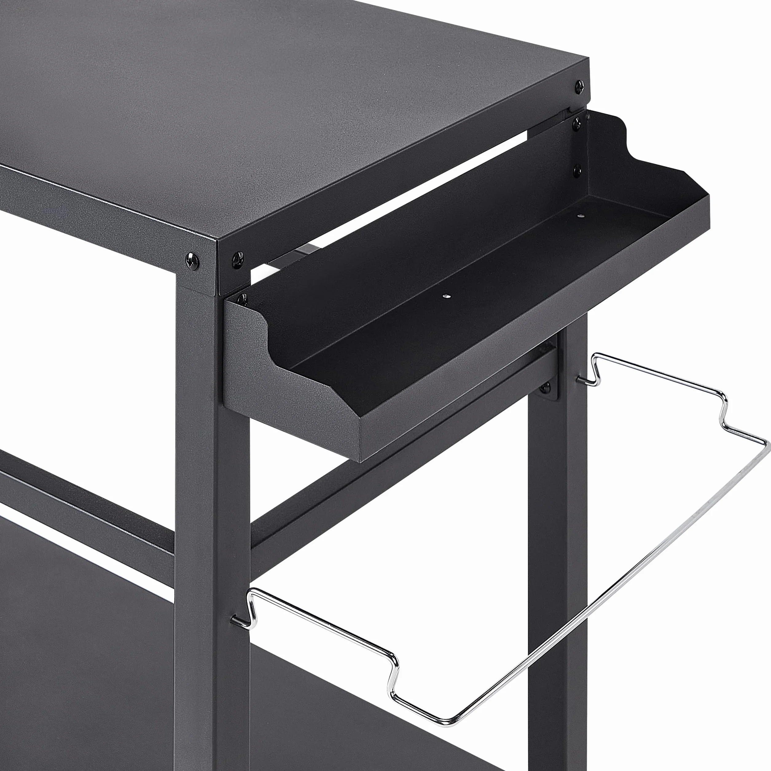 Beliani Carrello portavivande da Giardino con Ruote in Acciaio Nero