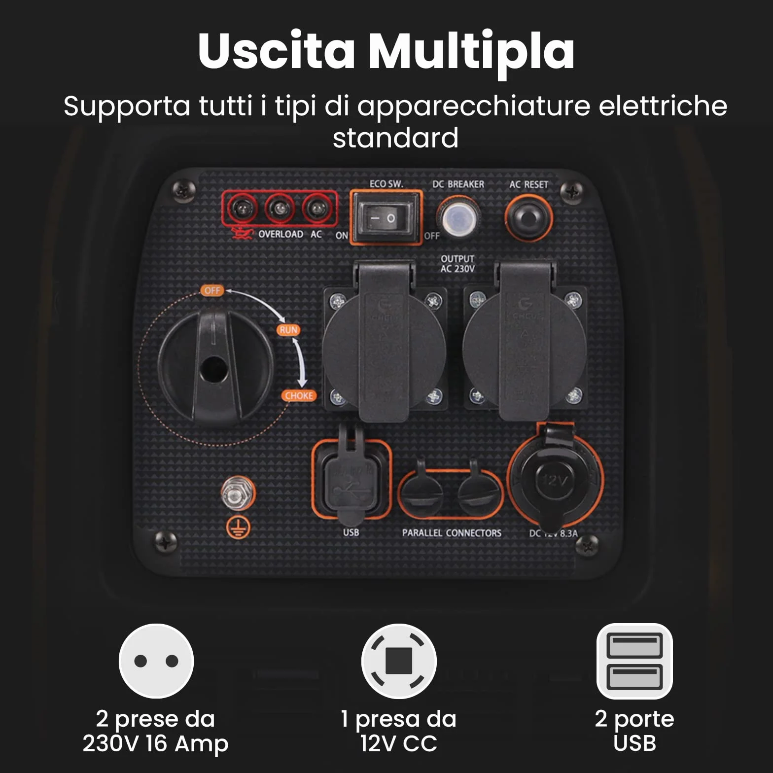 maXpeedingrods 3300W Generatore di Corrente Inverter Silenziato a Benzina 4 Tempi per all'Aperto Campeggio Partito Generator Elettrico Emergenza Portatile con Prese USB e 230V Leggero per Garage