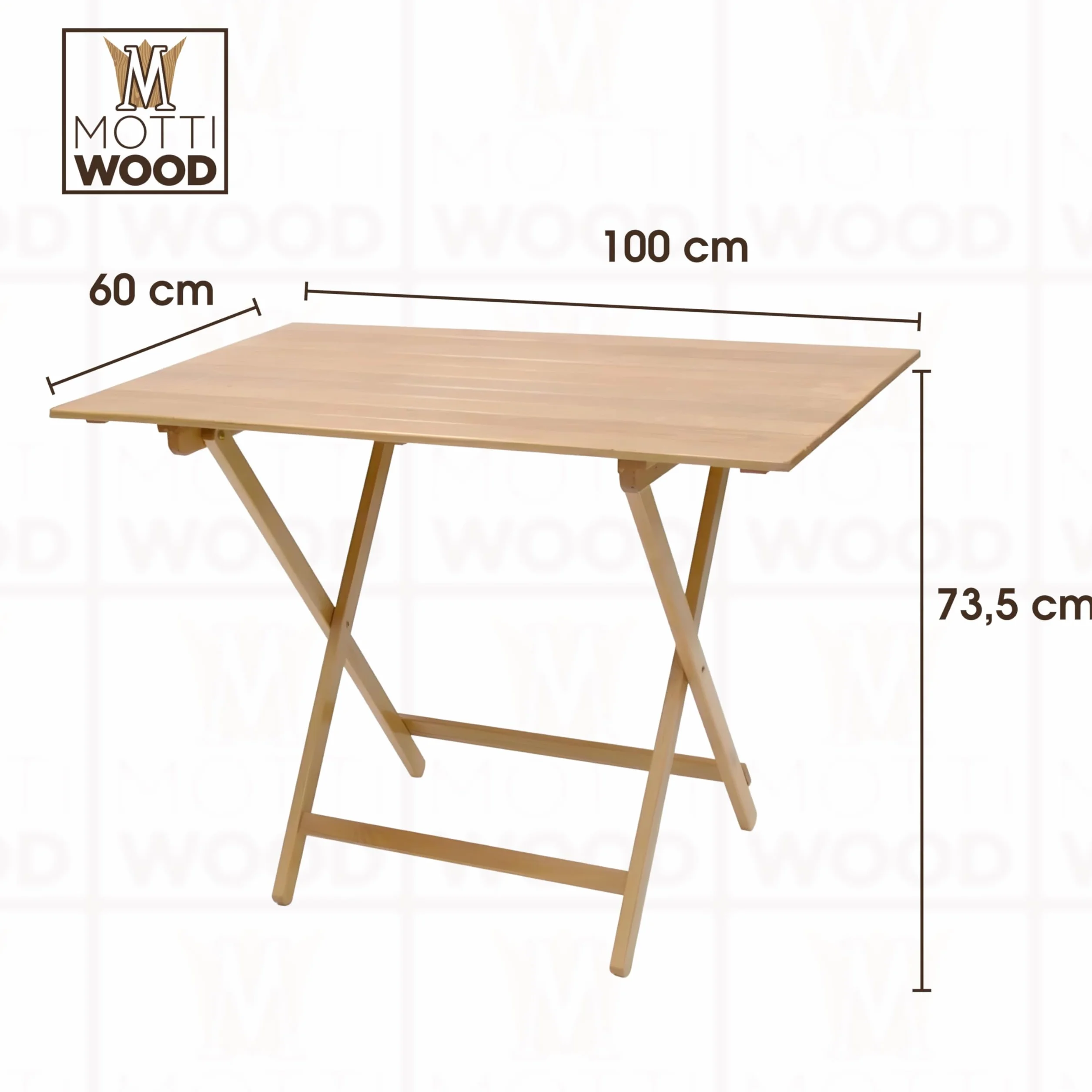 Tavolo Pieghevole 100x60x73.5cm Legno Faggio Salvaspazio Made in Italy