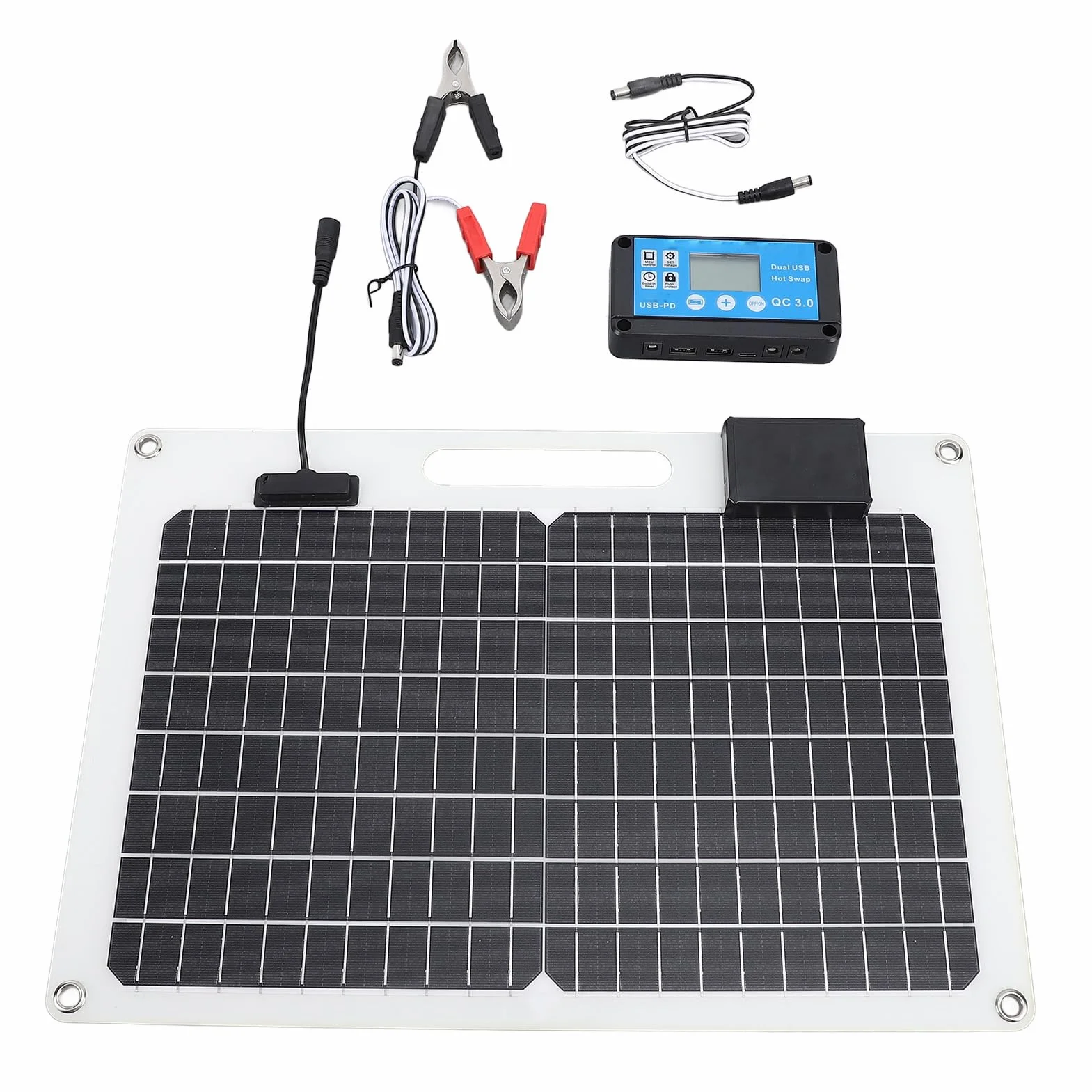 Caricatore Pannello Solare Monocristallino 12V/24V 100W Doppia USB per Barche Tetto