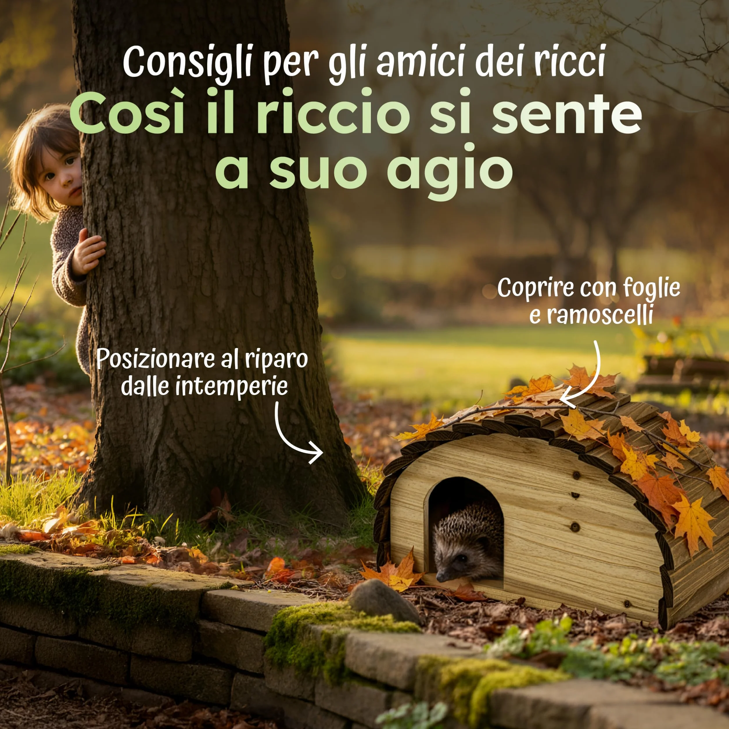 Moorland Casetta per ricci – Rifugio invernale 35×21 cm con base fissa, ingresso ventilato a labirinto e tetto fisso, in legno FSC, resistente alle intemperie per giardino