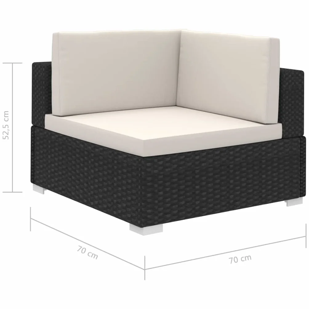 vidaXL Set di 20 sedie da giardino in polyrattan, colore nero