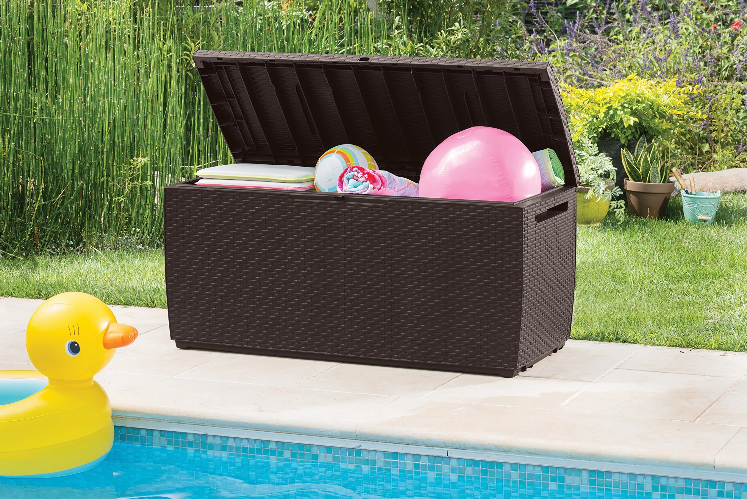 Keter S14647140 Baule Capri Marrone 305 Litri in Resina Cm 123 X 53.5 X 57 H