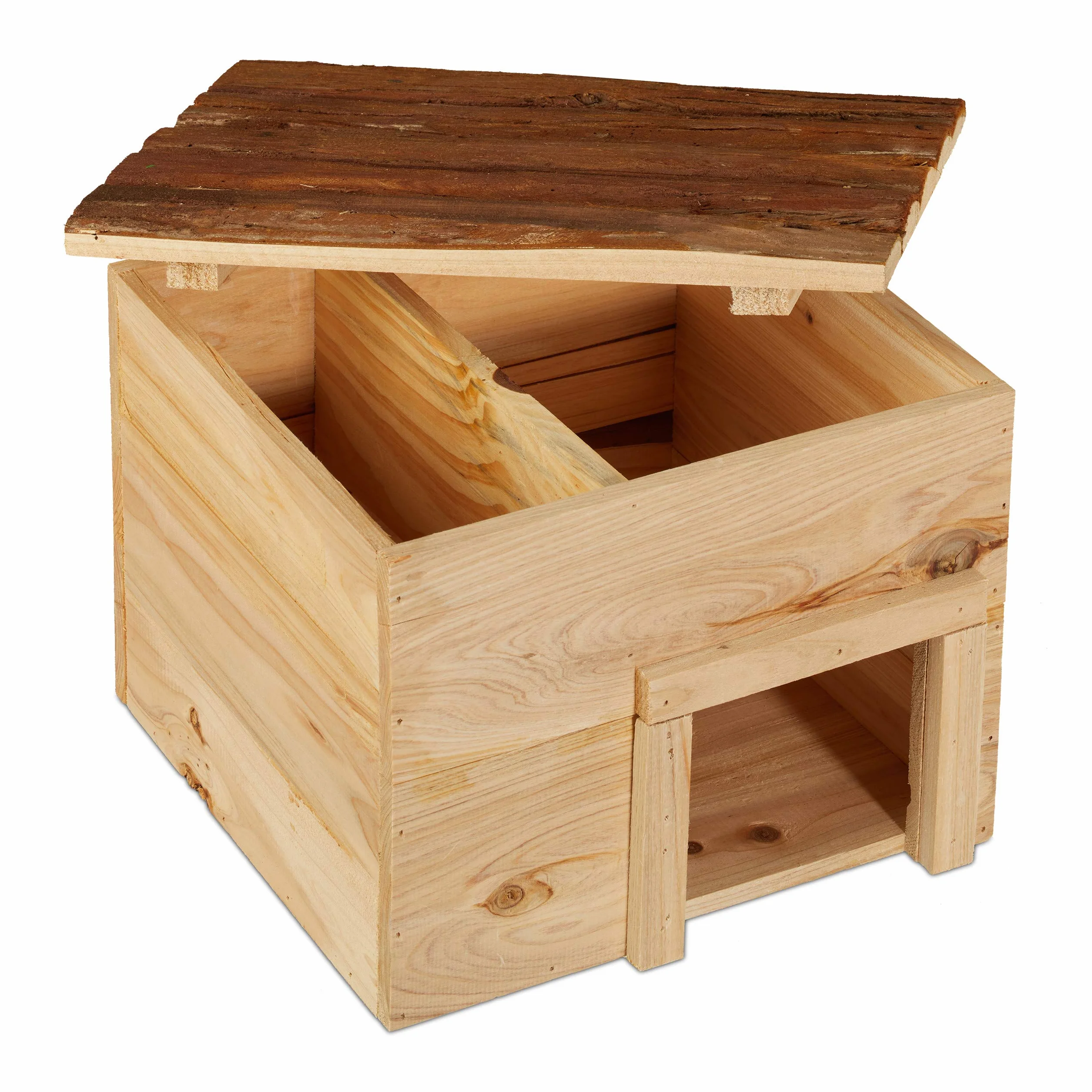 Relaxdays Casetta per Ricci per il Giardino, Rifugio Invernale, Porcospini Selvatici, Legno Abete.22,5x32x27 cm,naturale