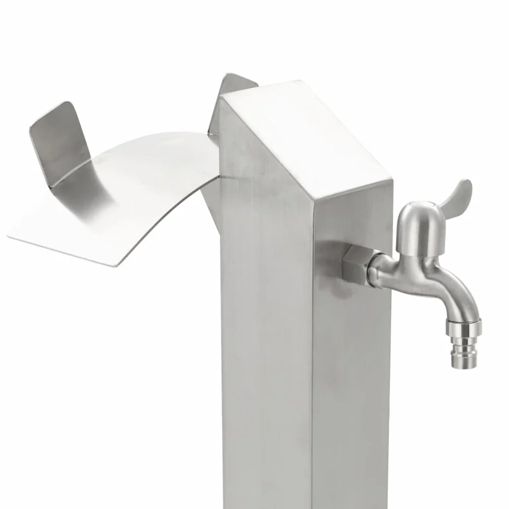 vidaXL Fontanella a Colonna Acciaio Inox 95 cm Quadrata Irrigazione Giardino