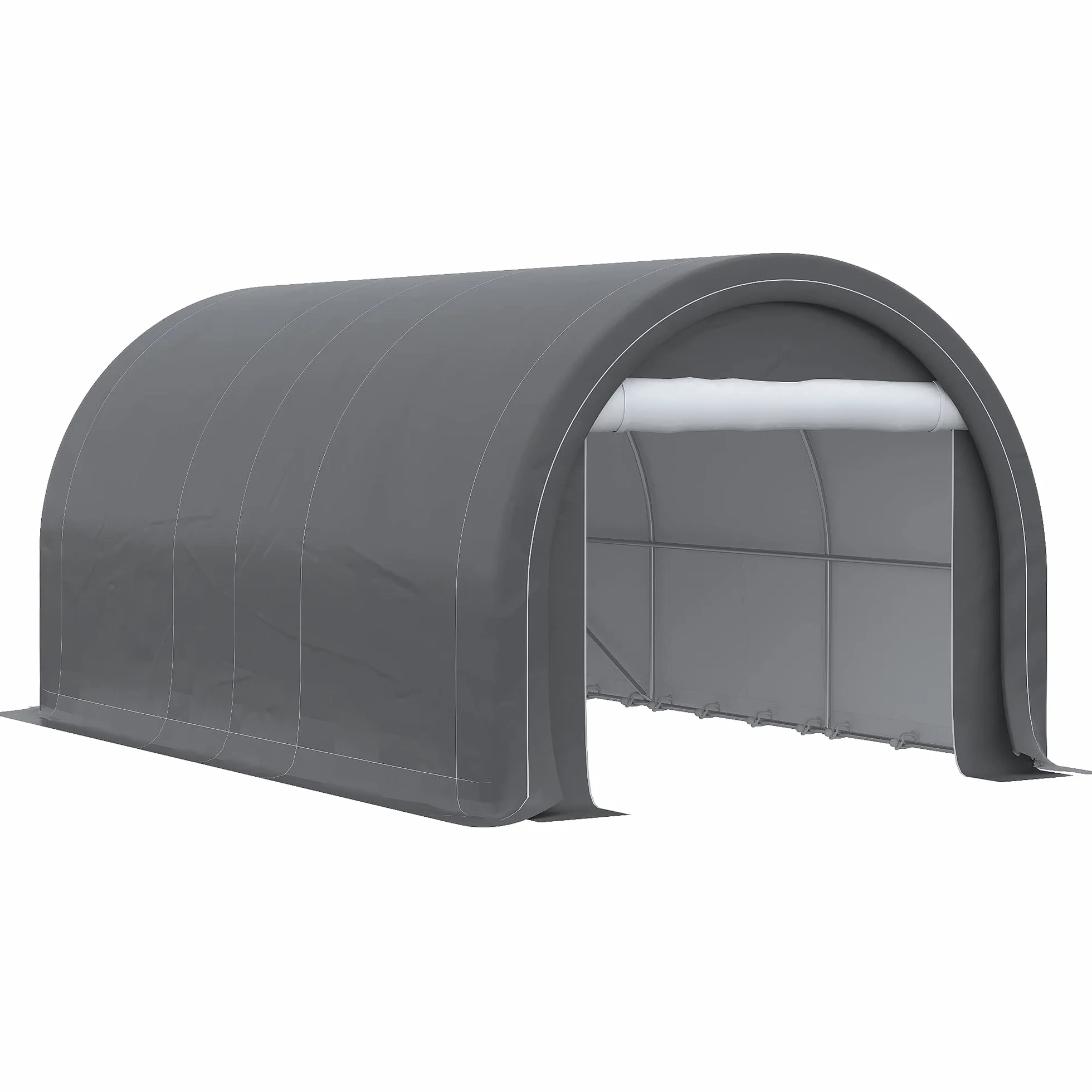 Outsunny Garage Auto Esterno Acciaio Zincato PE 500x300x240 cm Grigio