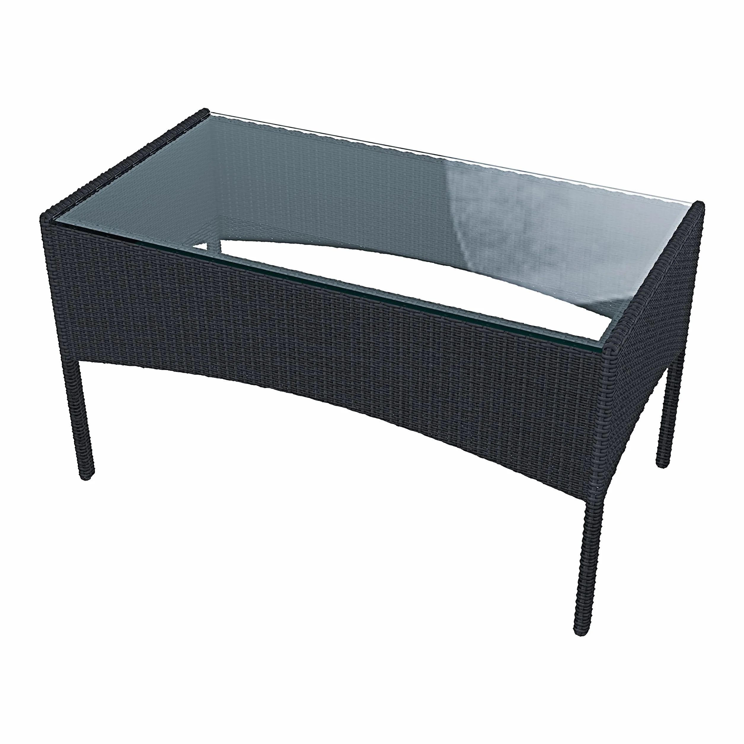 Arreditaly Set Di Mobili da Giardino in Rattan 4 Posti con Tavolino Vetro Cuscini Sfoderabili (Black)