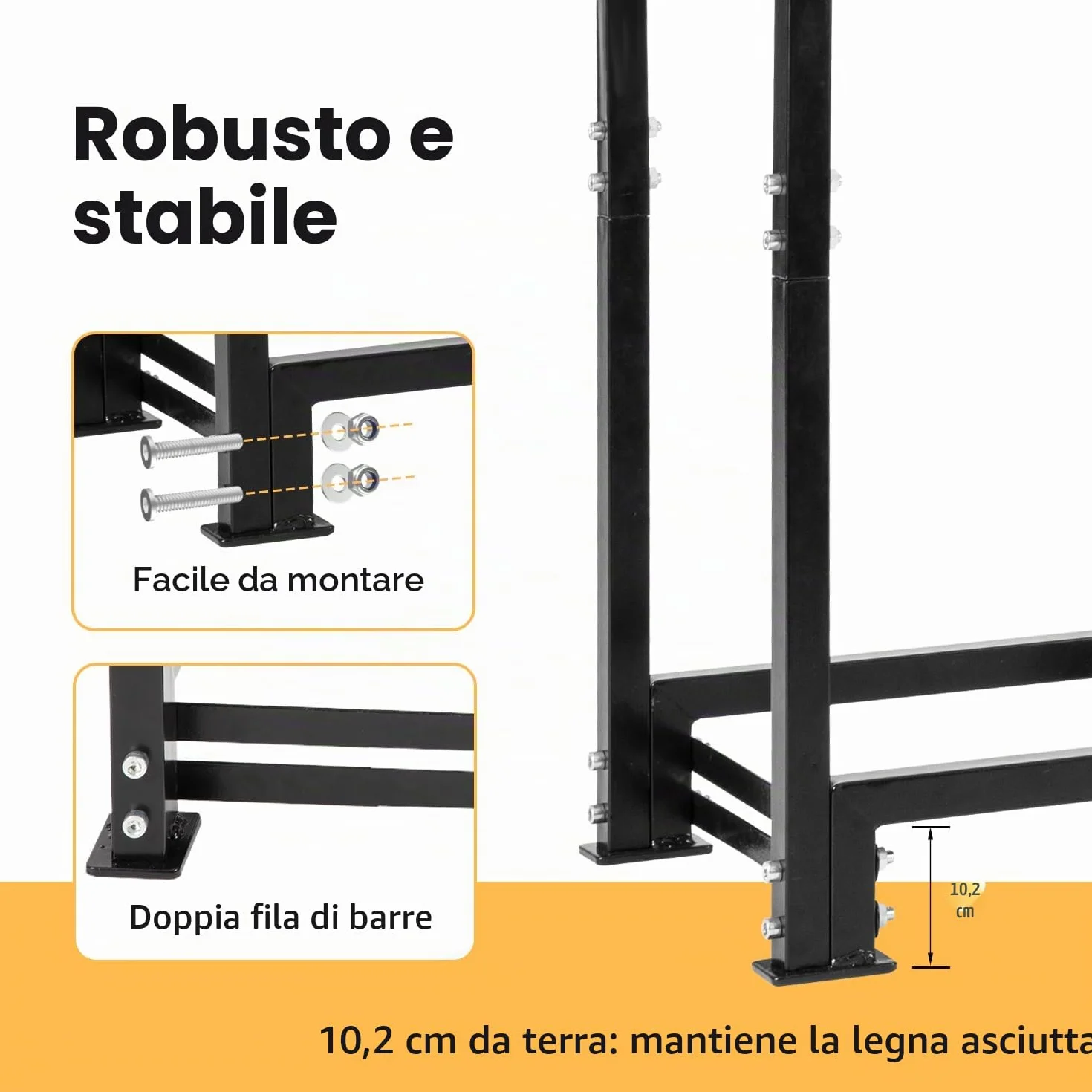 NALONE legnaia da esterno con coperchio impermeabile portalegna Metallo 4FT