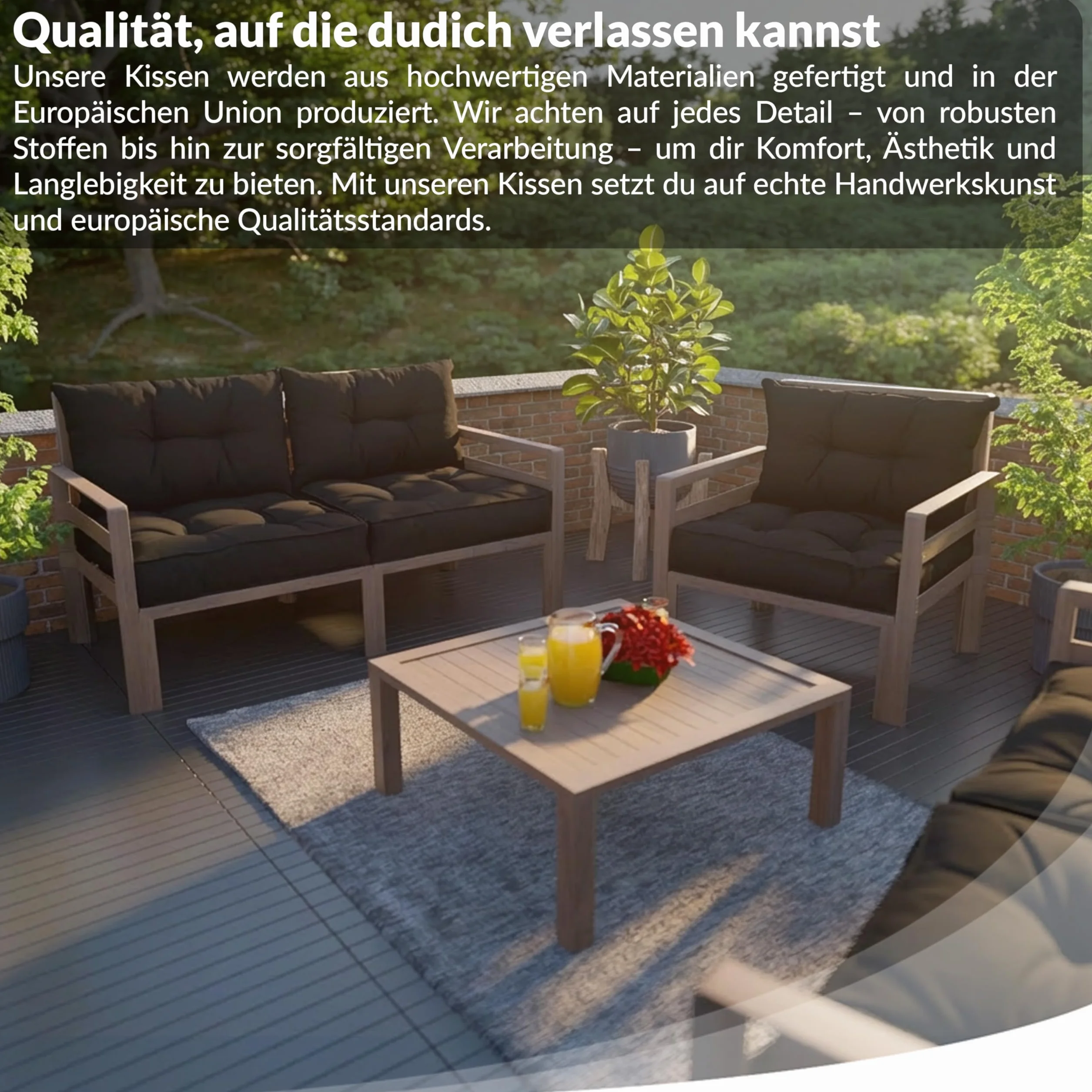 POKAR Set 2 Cuscini per Sedia da Esterno: Seduta 70x70x10 + Schienale 70x40x10 | Impermeabile e Idrorepellente | Cuscini per Divano, Sedie in Rattan e Arredamento da Giardino | Made in EU | Antracite