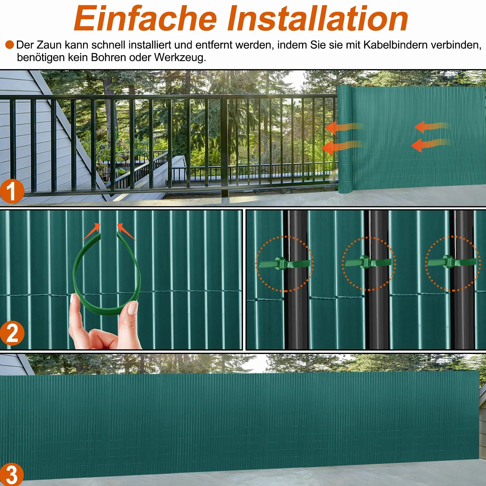 LZQ Telo frangivista in PVC verde, 80 x 600 cm, per balconi, balconi, balconi, balconi, balconi, giardino