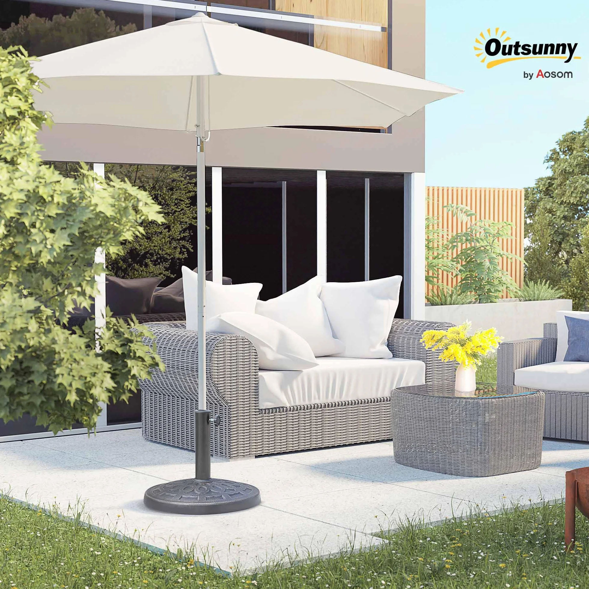 Outsunny Base per Ombrellone Rotonda da Giardino in Bronzo Φ44 x 34cm, Bronzo