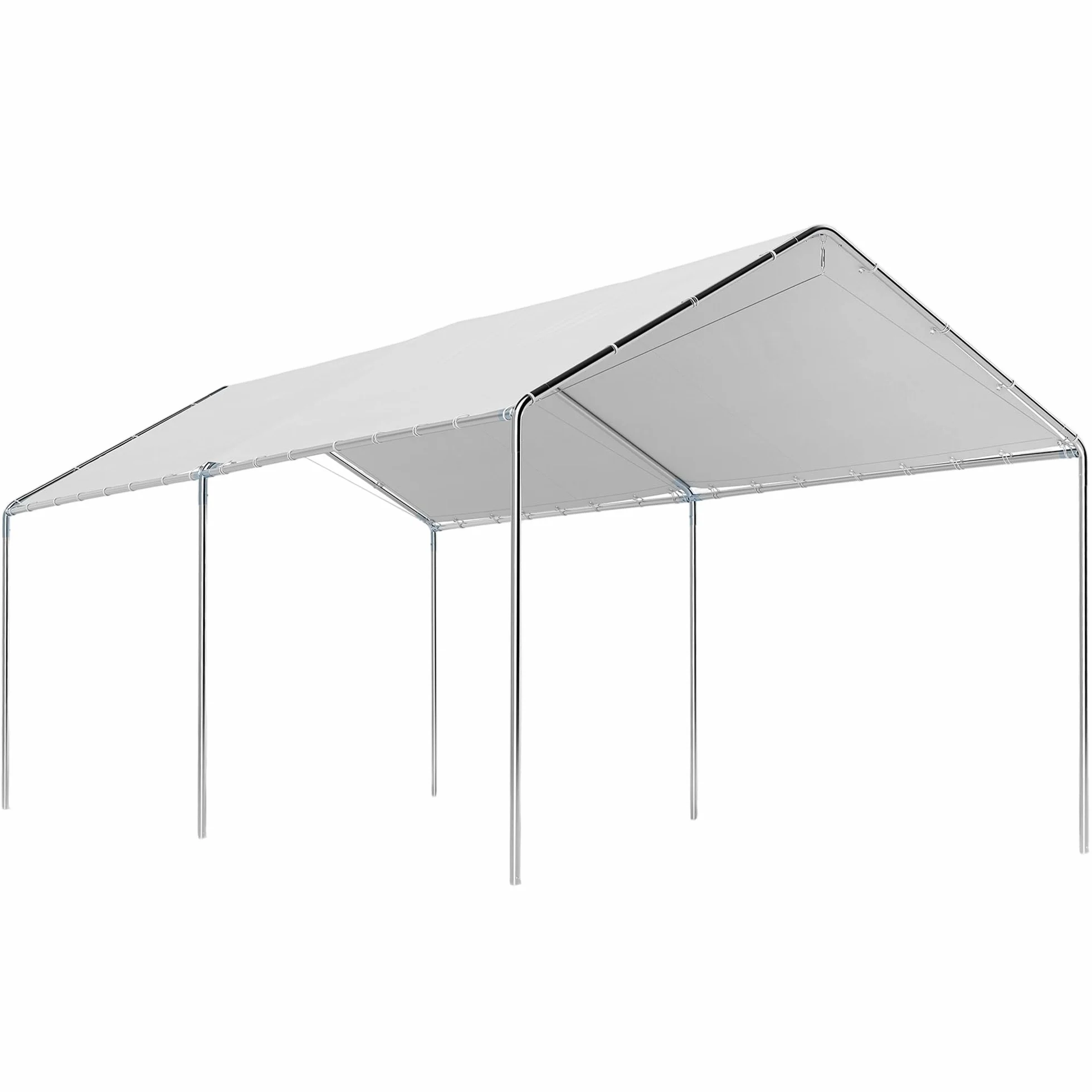 Outsunny Gazebo Copertura per Auto 6x3m Acciaio Zincato Bianco