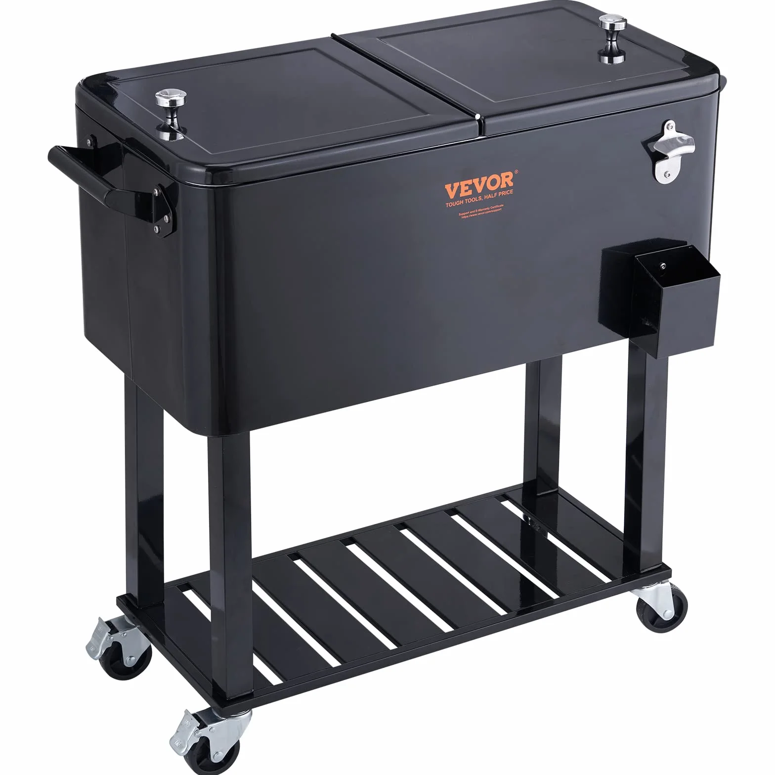 VEVOR Carrello Mobile Bar Mini Frigo Isotermico 80QT per Bevande con Apribottiglie per Feste Esterno