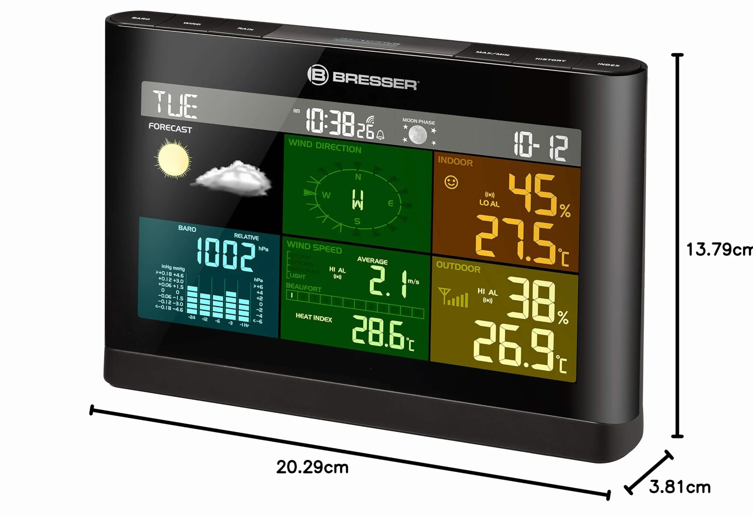 BRESSER 5-in-1 Stazione Meteo Display a Colori Nero