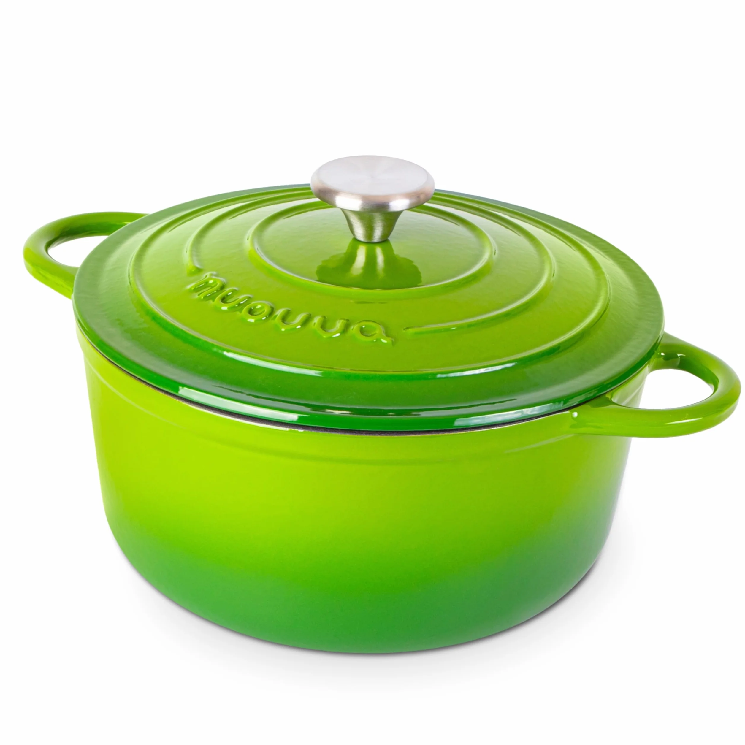 Casseruola in Ghisa Smaltata, Pentola Olandese Antiaderente con Coperchio, Induzione/Gas/Forno, Cottura Omogenea – 4.7 Liter 28cm Verde – da Nuovva