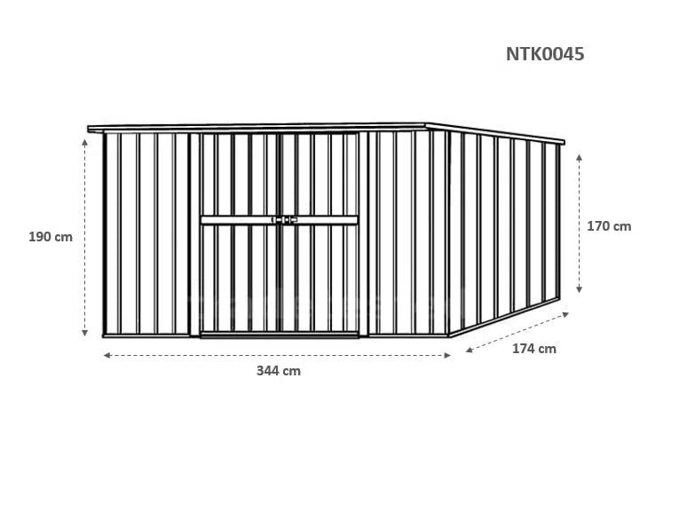 Notek Box in Acciaio Zincato Casetta da Giardino in Lamiera 3.45 x 1.86 m x h1.92 m - 98 kg – 6 Metri Quadri – Verde