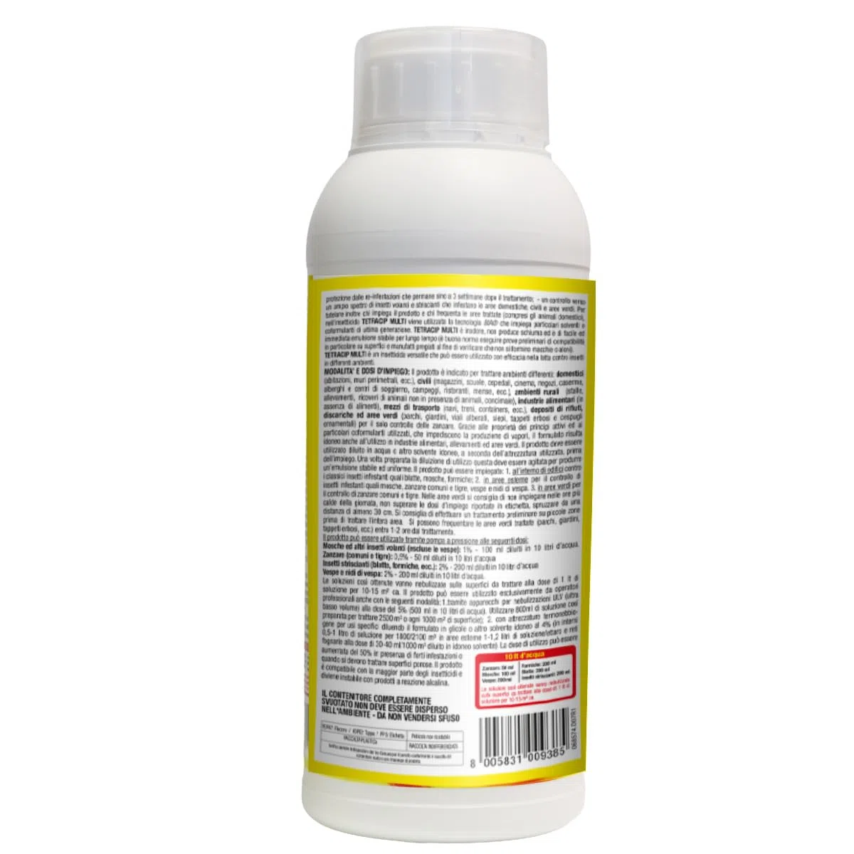 Tetracip Multi Insetticida Concentrato Contro Mosche Zanzare Blatte Formiche Nidi Vespe Antizanzare Esterno 1L