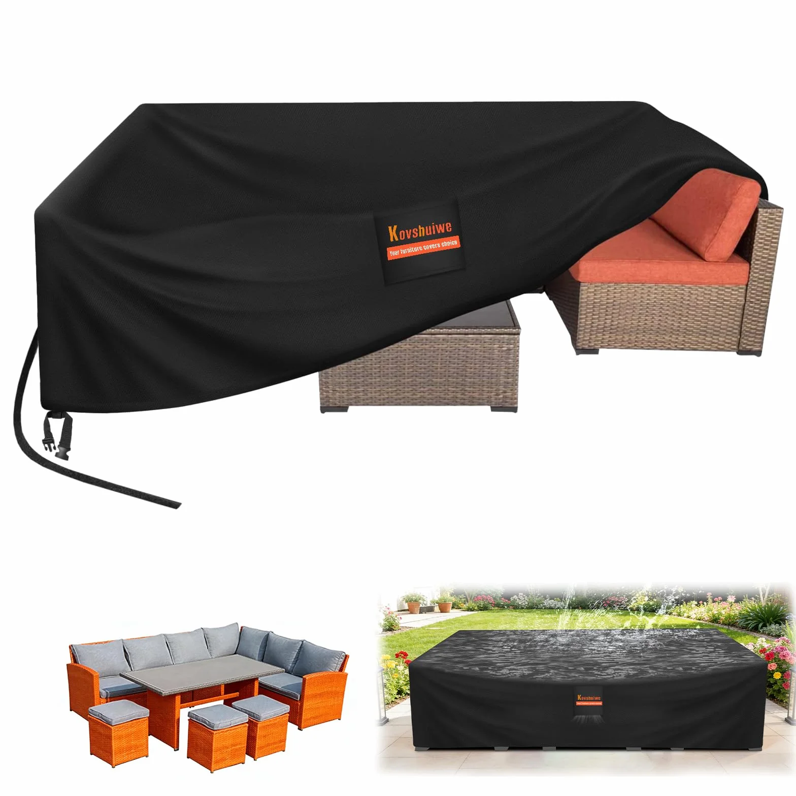 Copertura Tavolo Giardino 250x250x90cm Impermeabile Anti-UV Nero Oxford