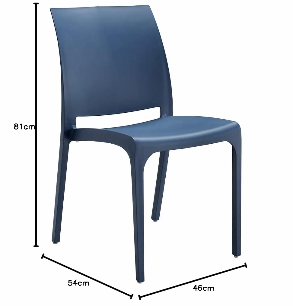 Sedia VOLGA in polipropilene design impilabile per esterno Made in Italy Blu