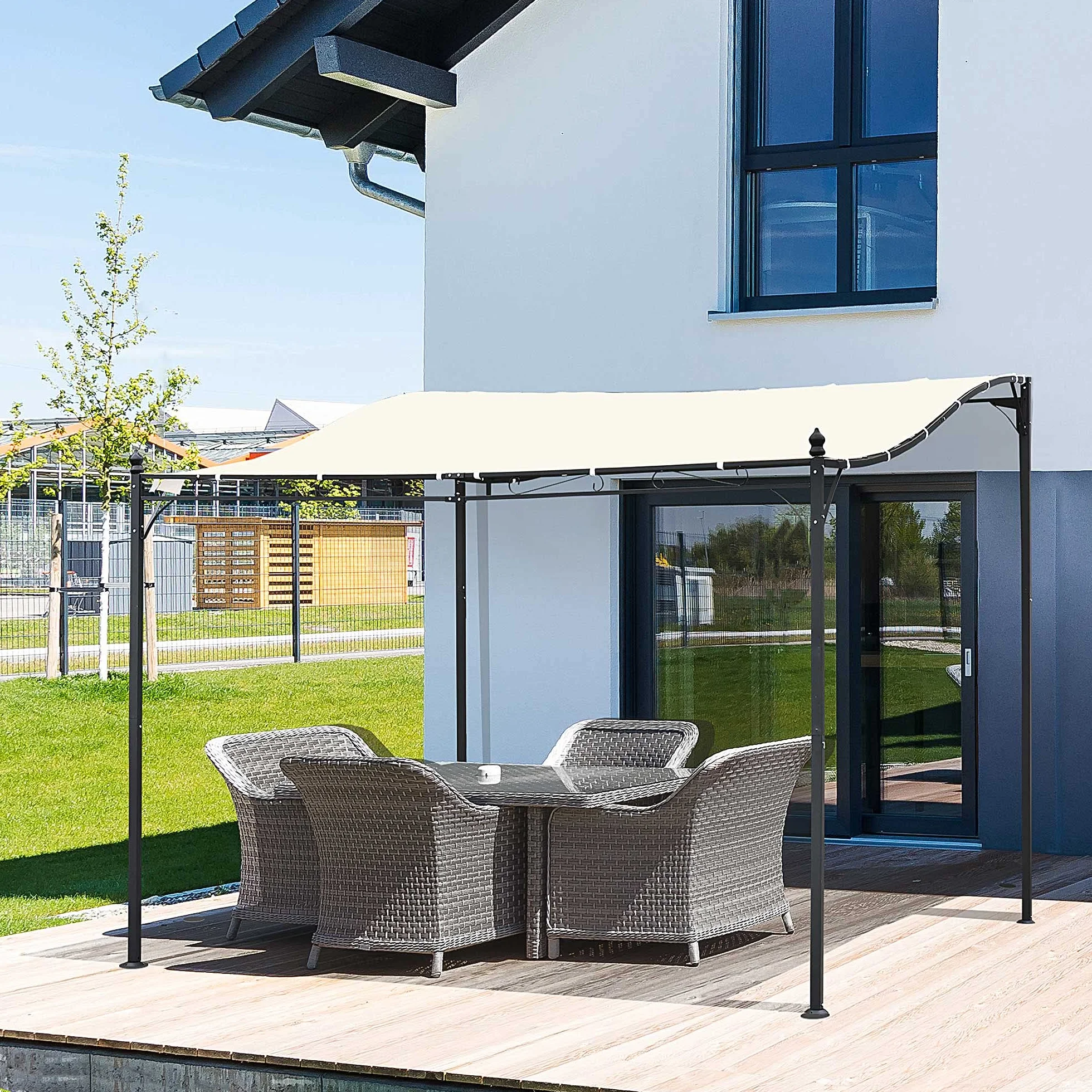 Outsunny Gazebo Pergola 3x3m Esterno Tenda Impermeabile Crema
