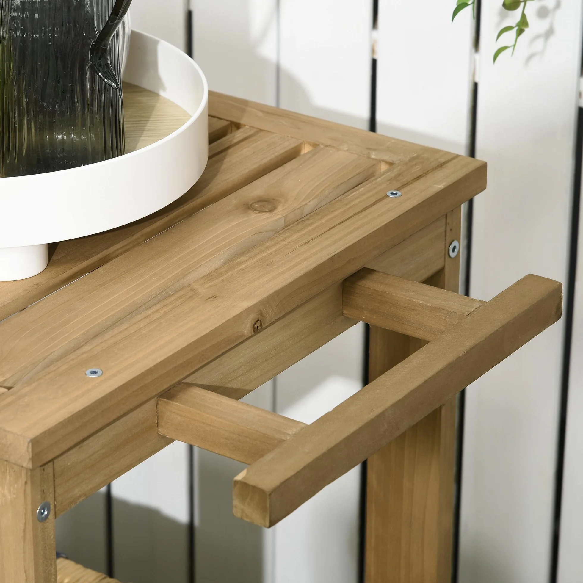 Outsunny Carrello Portavivande da Giardino in Legno di Abete 95x47x74 cm