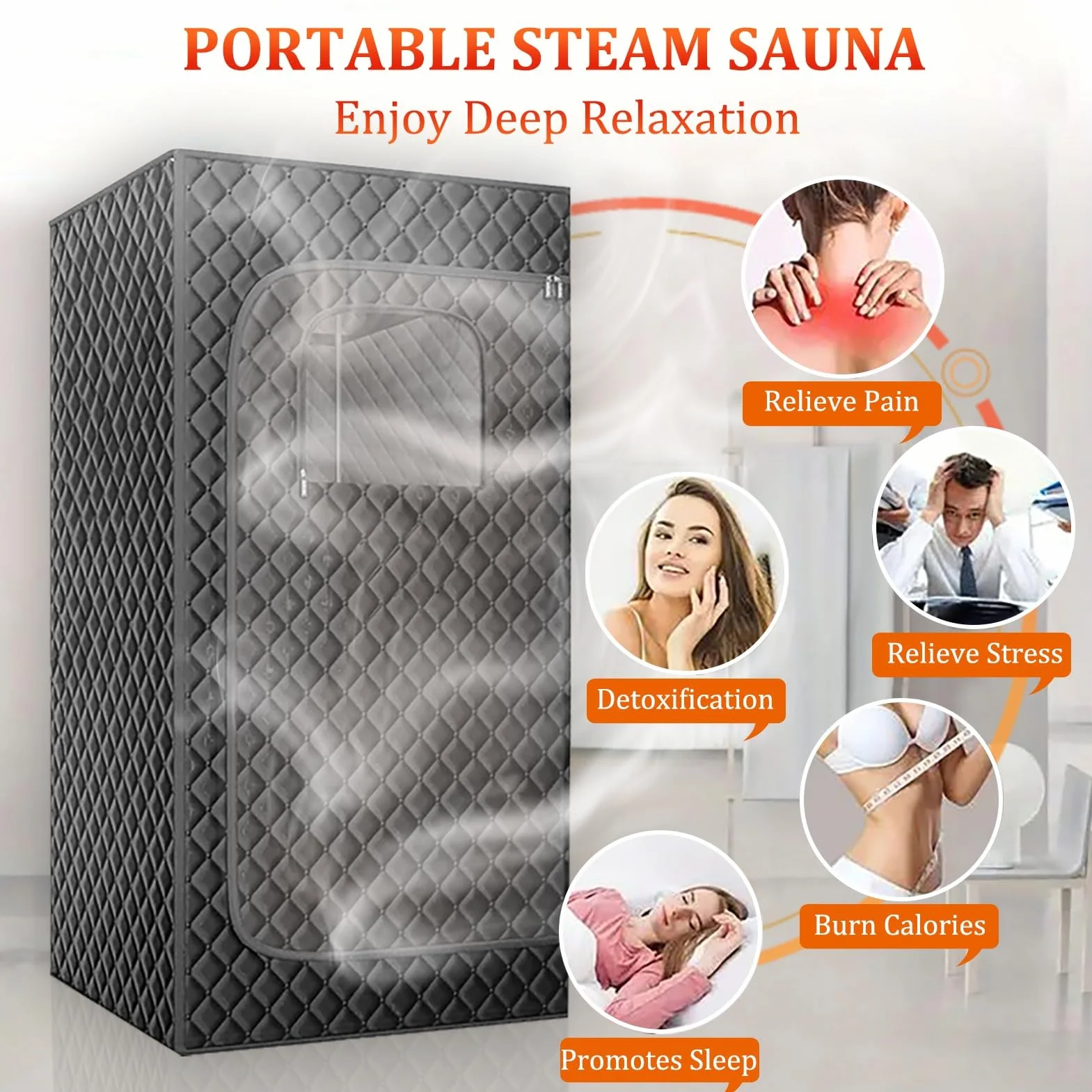 Sauna Finlandese da Esterno 1000W 180x80x80cm 9 Temperature Timer Telecomando Sedia