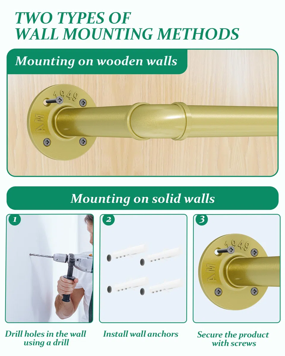SOFITORG Appendiabiti per piante da interno, fioriere sospese per piante da interno con 6 catene sospese, asta per piante da parete per soffitto di finestre, 165 cm, metallo/oro..