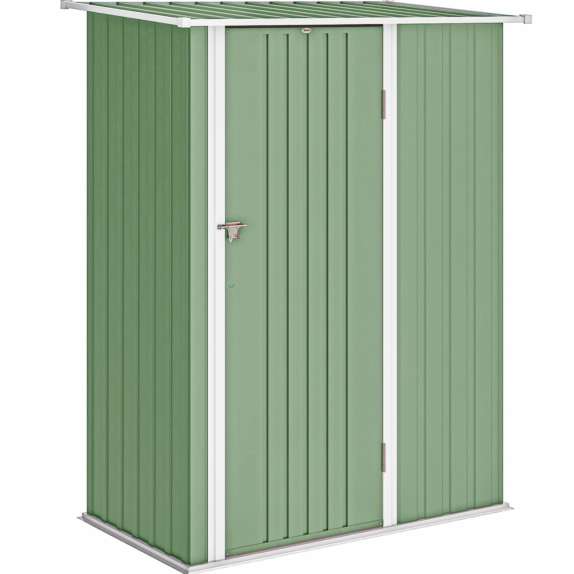 Outsunny Casetta da Giardino 1.07m² Acciaio Zincato Porta Attrezzi 142x86x189 cm Verde Chiaro