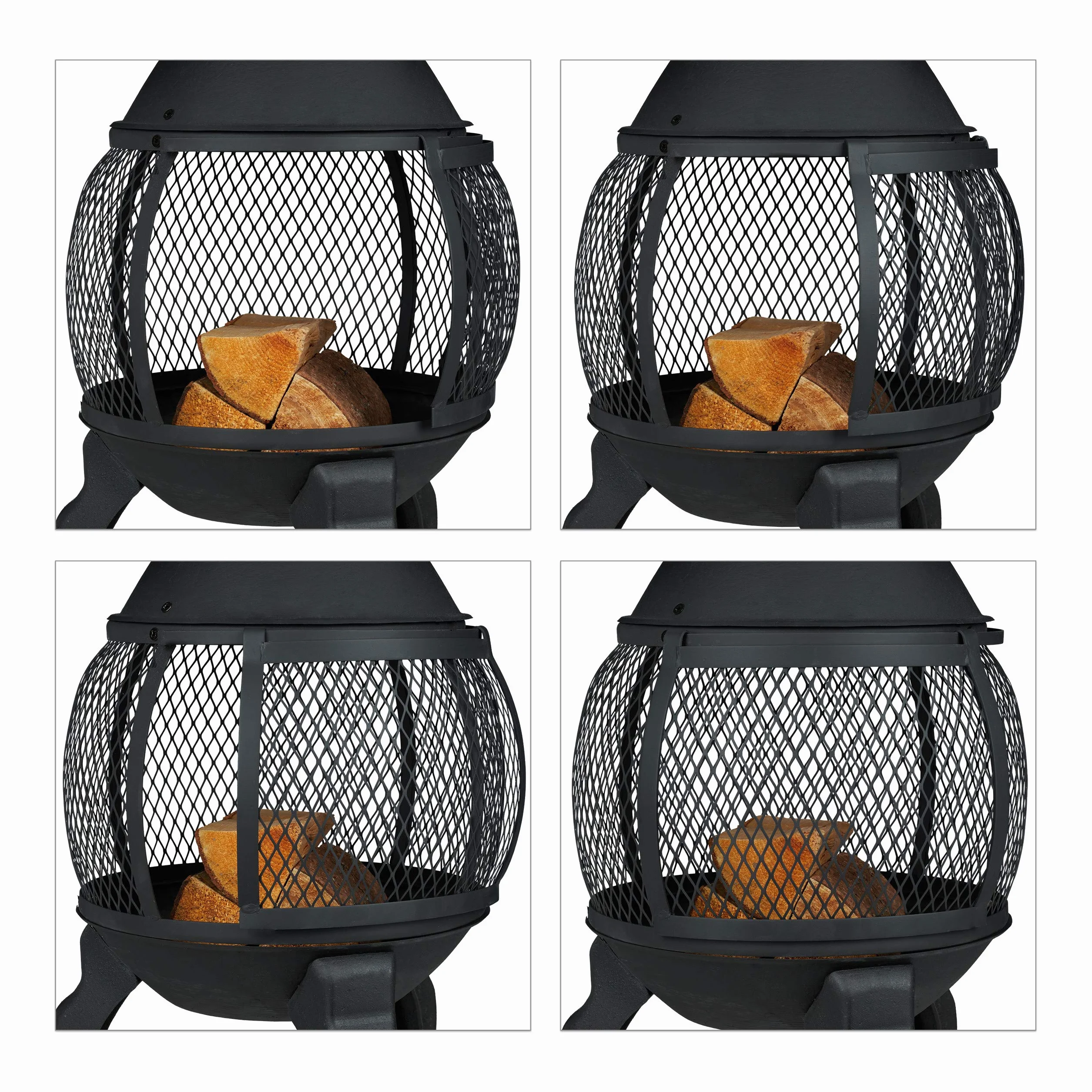 Relaxdays Stufa a Legna in Ghisa HxD 113x38 cm Nero