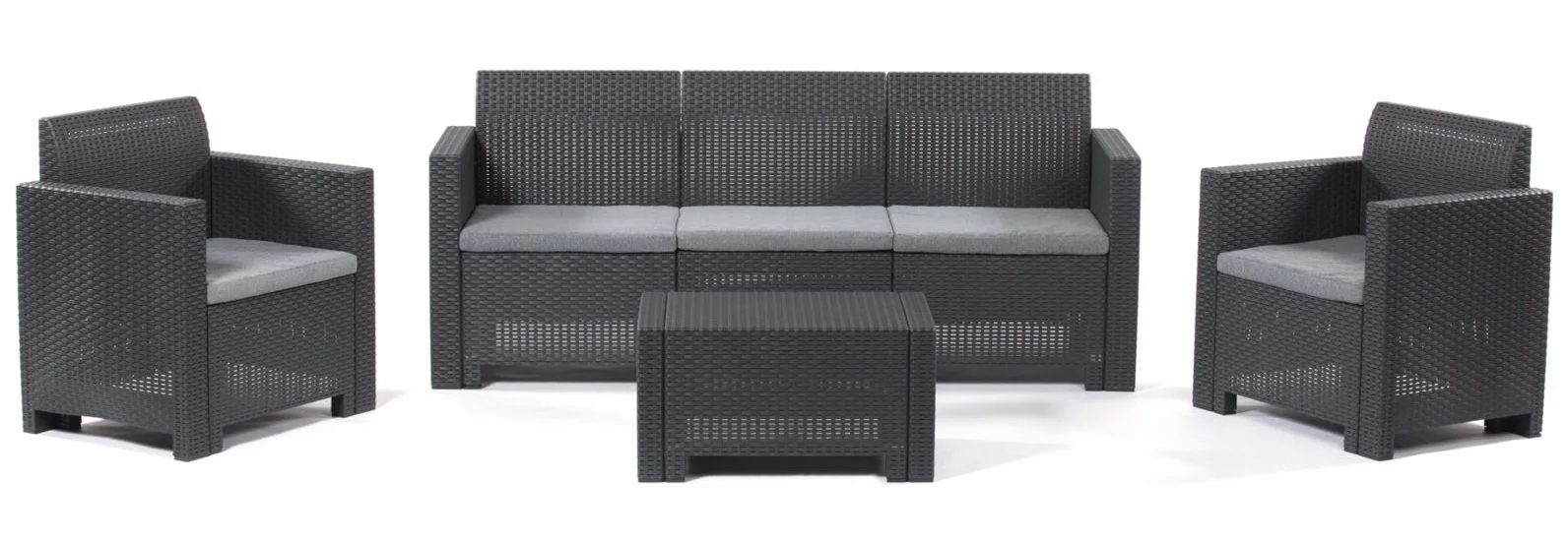 Bica Nebraska Salottino 5 Posti Set Antracite 338 x 155 x 79 cm