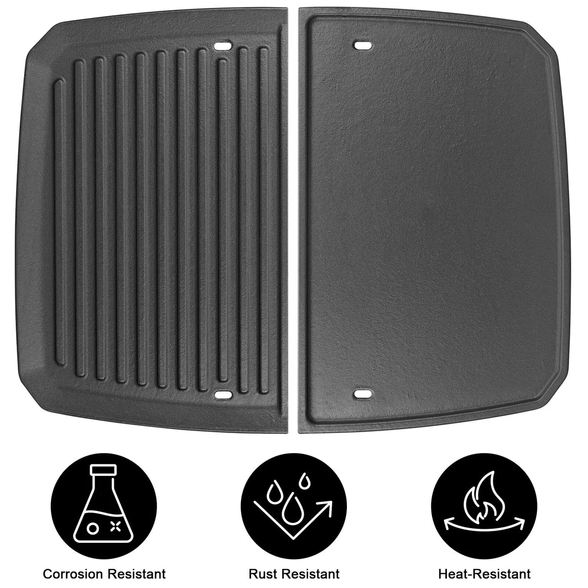 Piastra di ricambio reversibile in ghisa per griglie elettriche Weber Pulse 2000, piastra di cottura antiaderente per Weber Pulse 2000, accessori per griglia elettrica, 1 pezzo, double-face