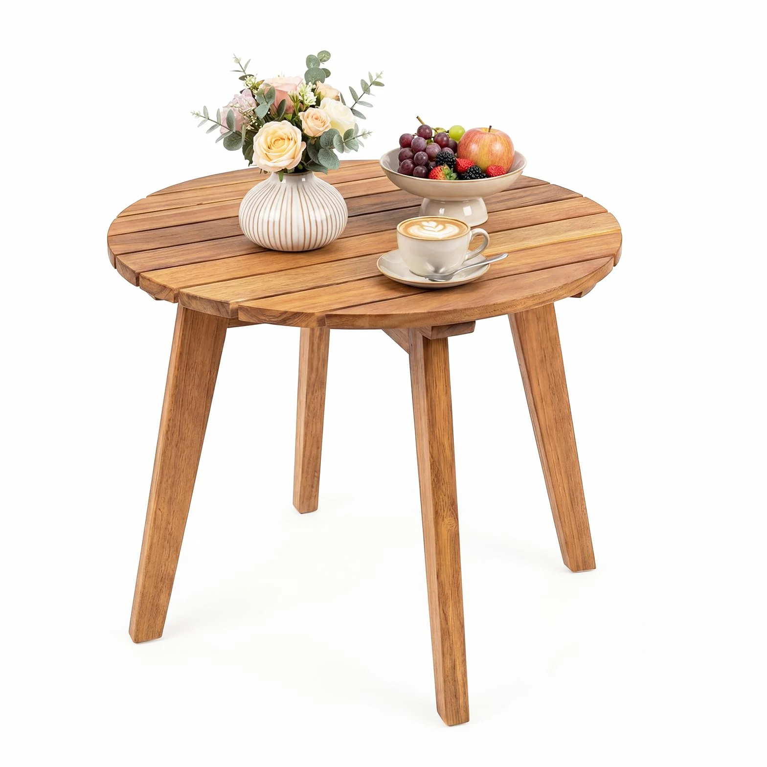 COSTWAY Tavolino da Esterno Compatto in Legno, 35x35x43 cm, Portata 75 kg