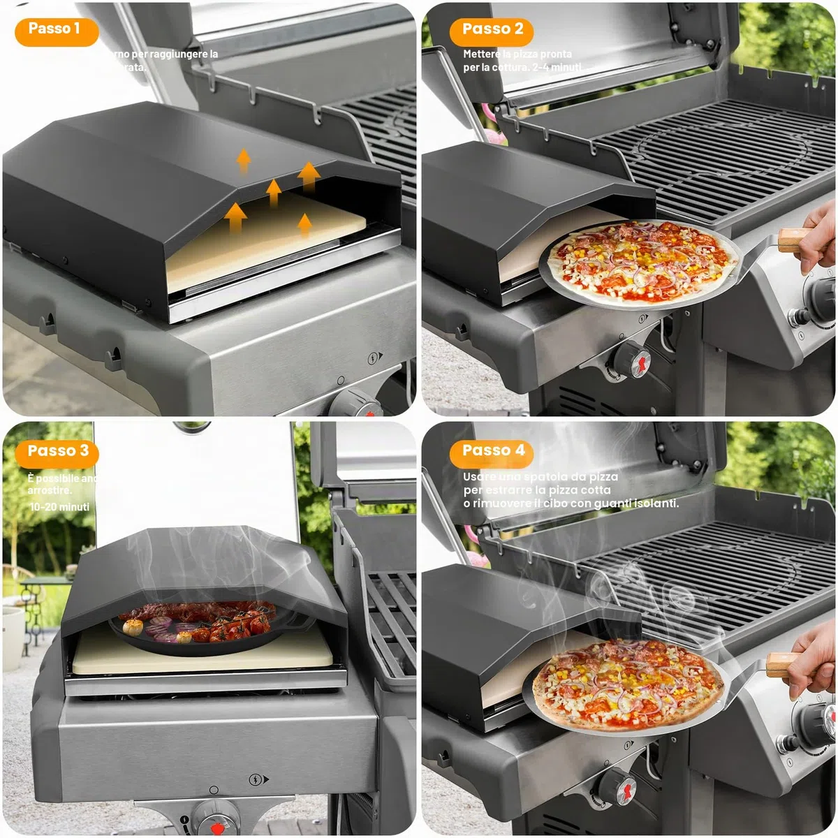 Onlyfire Forno per Pizza a Gas, Portatile con Pietra e Pala, 31.5×27.5×12 cm, Nero