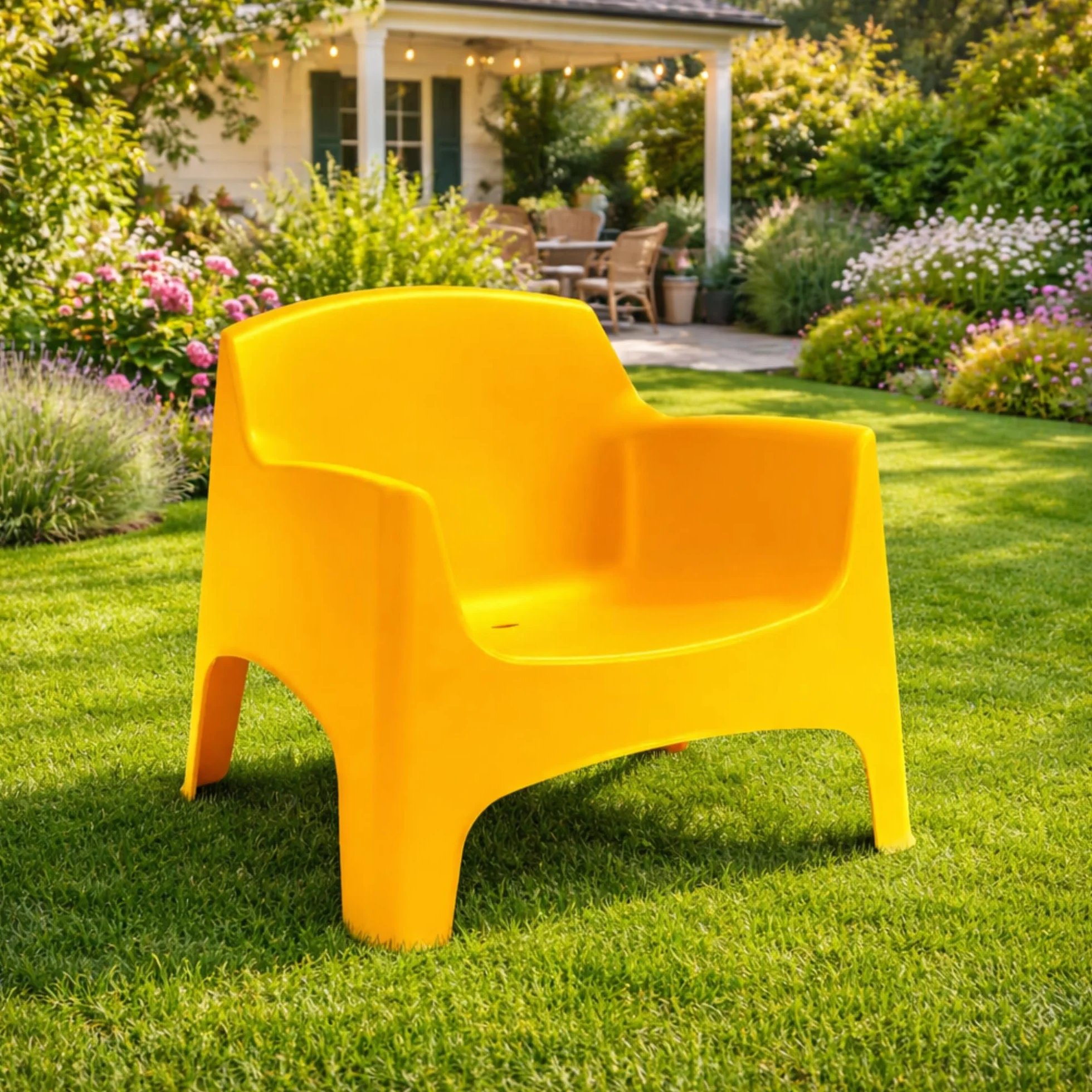 SEDIA DA ESTERNO MONOBLOCCO CON BRACCIOLI 79x74x70 cm POLIPROPILENE SENAPE
