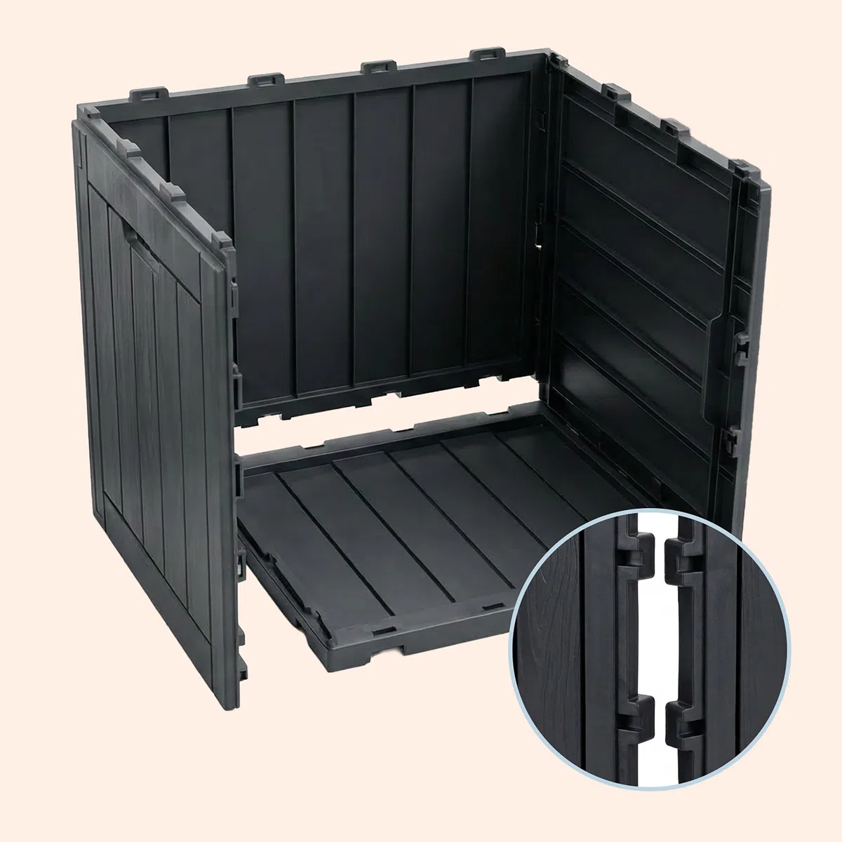Relaxdays Baule da Giardino Resistente alle intemperie e ai Raggi UV con Cuscini e Attrezzi, 53x56x43 cm, Nero