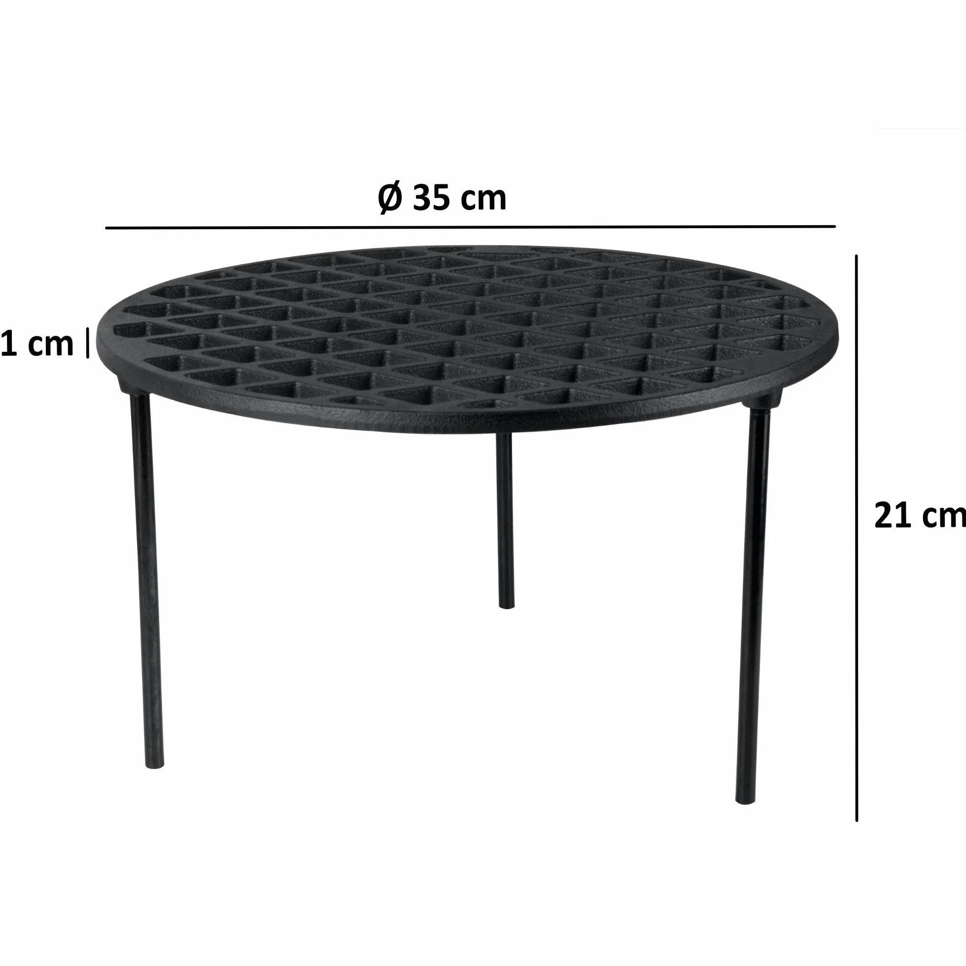 BBQ-Toro Griglia in ghisa Ø 35 cm con 3 gambe | Rotonda | Sottopentola per forno olandese | Accessori per barbecue | Treppiede | Griglia in ghisa | Griglia | Griglia per barbecue