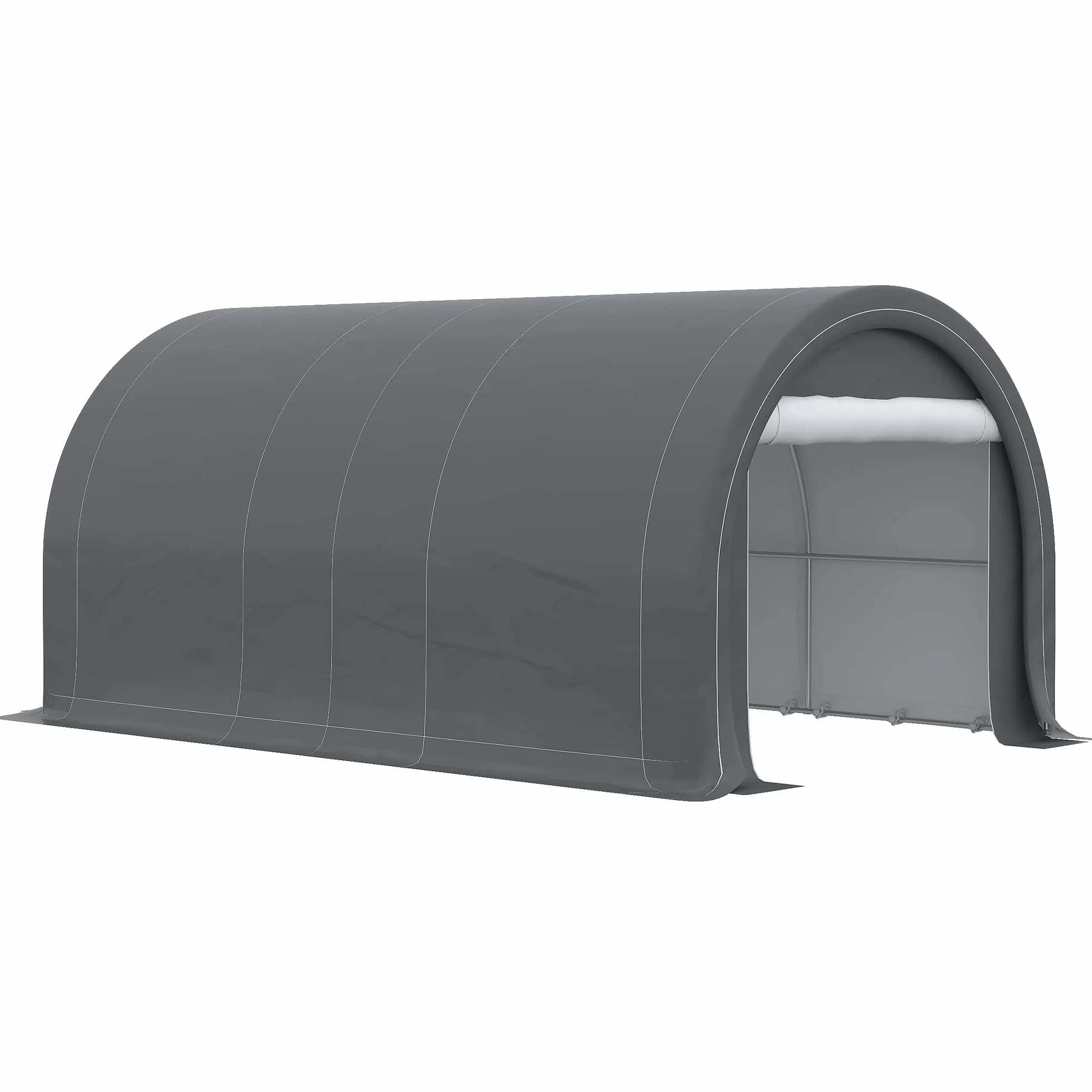 Outsunny Garage Auto Esterno Acciaio Zincato PE 500x300x240 cm Grigio