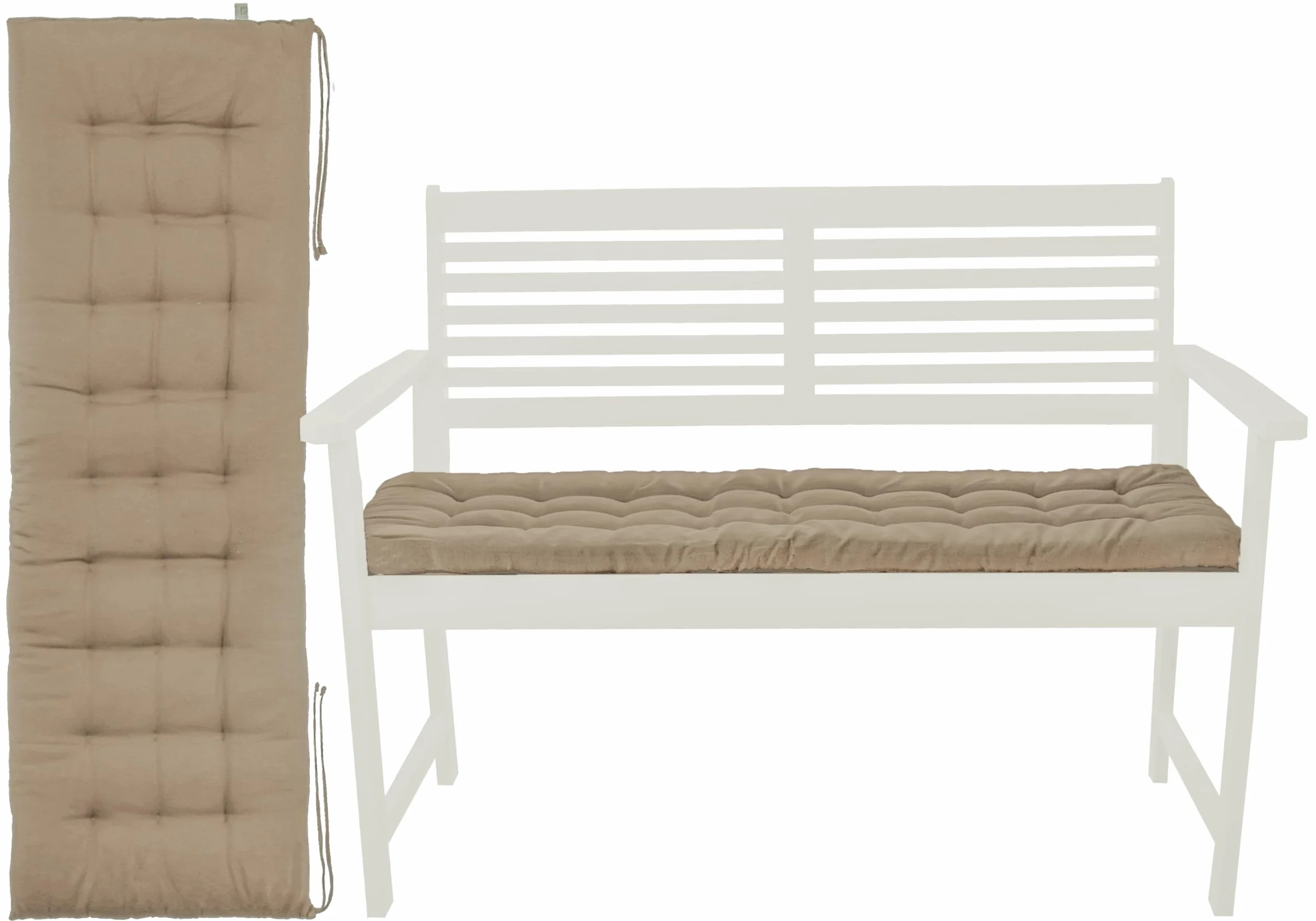 Brandsseller Cuscino per panca 120x40x4 cm – Per panca da giardino e panca da pranzo – Idrorepellente, facile da pulire e morbido e imbottito – Uso interno & esterno – Taupe/Beige