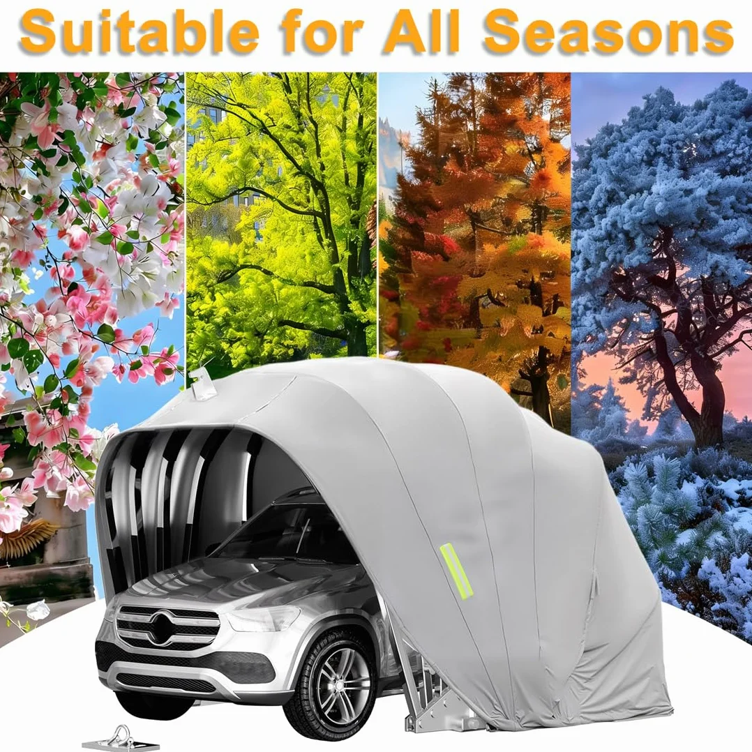 Tettoia per Auto in Acciaio Inossidabile Pesante, Tenda da Sole Retrattile per Auto con Serratura, Riparo Pieghevole Semiautomatico Resistente, Tettoia per Resistente Intemperie