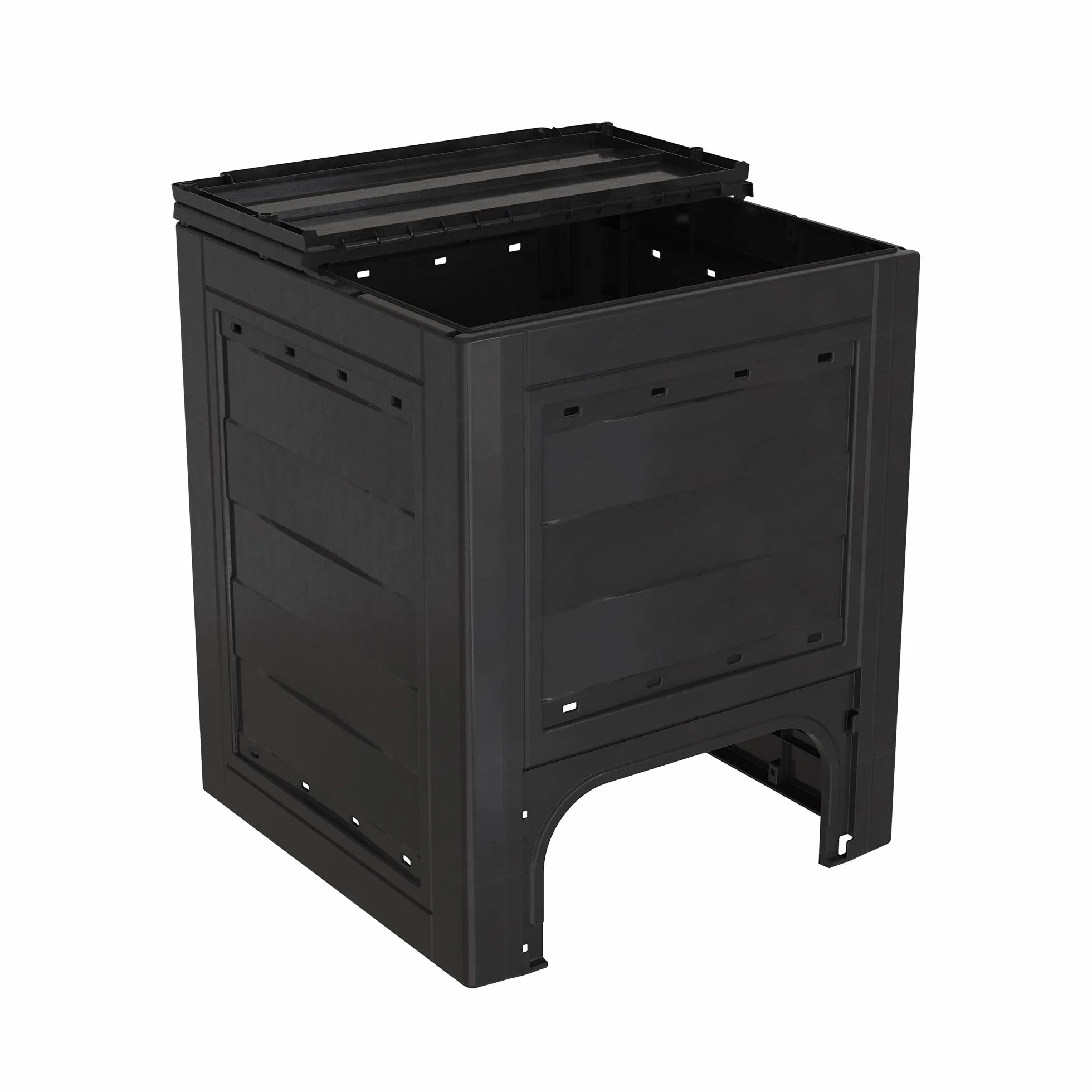 TOOMAX Composter da giardino Ambition antracite 260L 60x60x73h cm contenitore compostaggio plastica riciclata resistente UV coperchio sportello aerazione