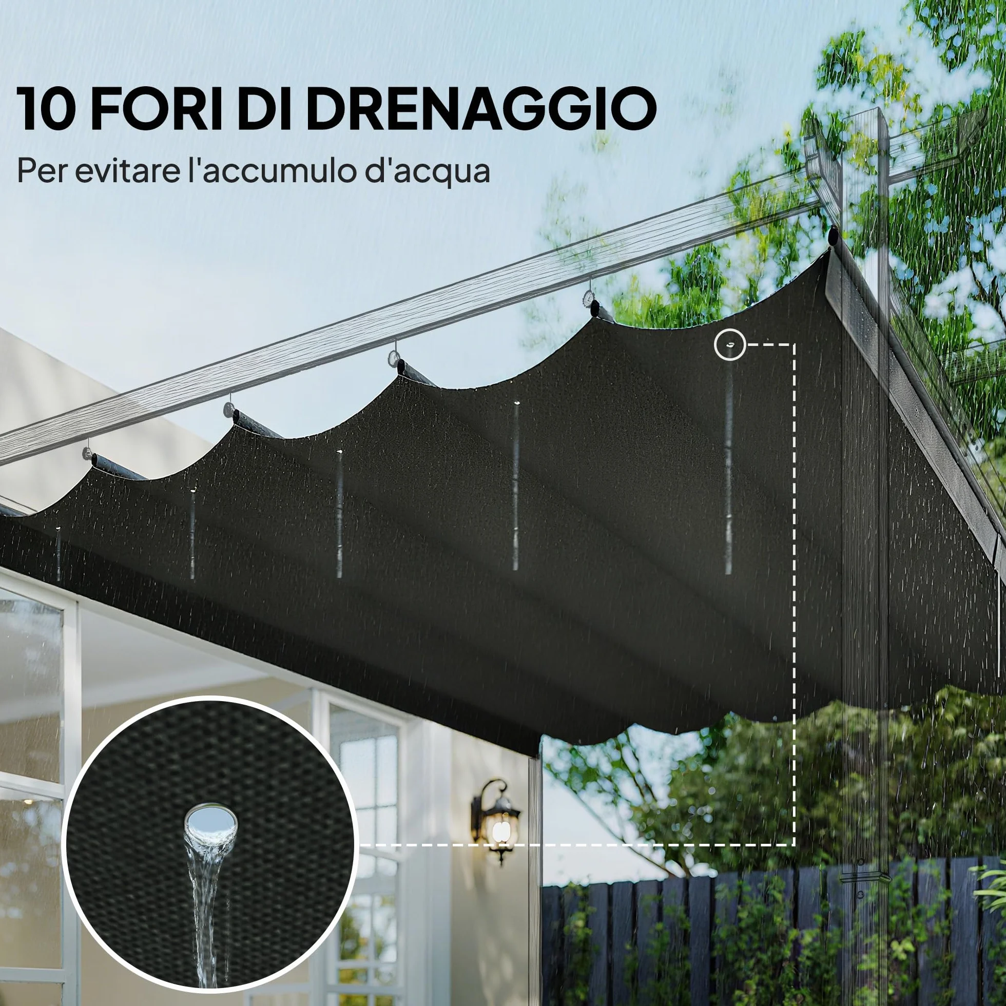 Outsunny Tetto di Ricambio per Gazebo Pergola, 350x260 cm, Poliestere Traspirante, Grigio Scuro