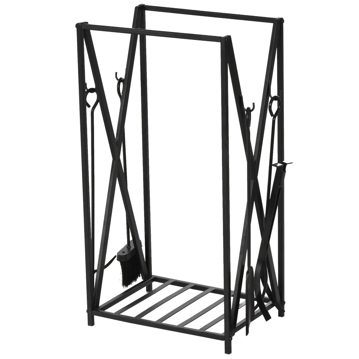 HOMCOM Scaffale Portalegna in Acciaio 4 Attrezzi, 46x30x76cm, Nero