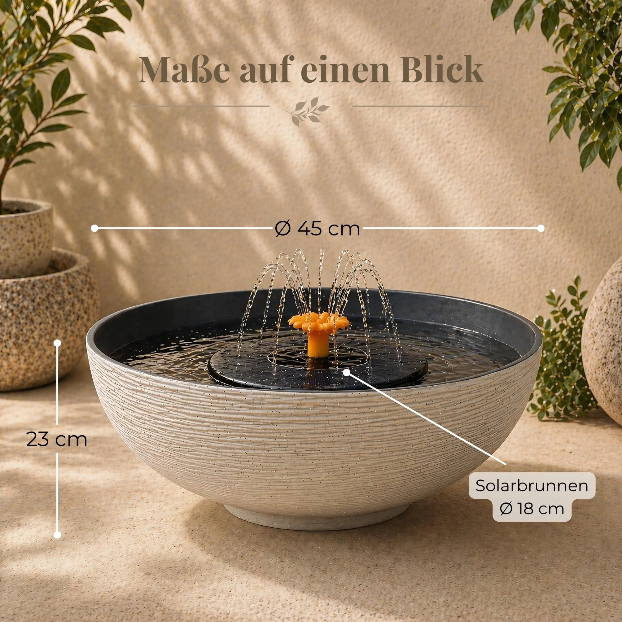 matches21 HOME & HOBBY Set di fontane solari per esterni, grande ciotola da 45 cm, antracite come fontana da giardino
