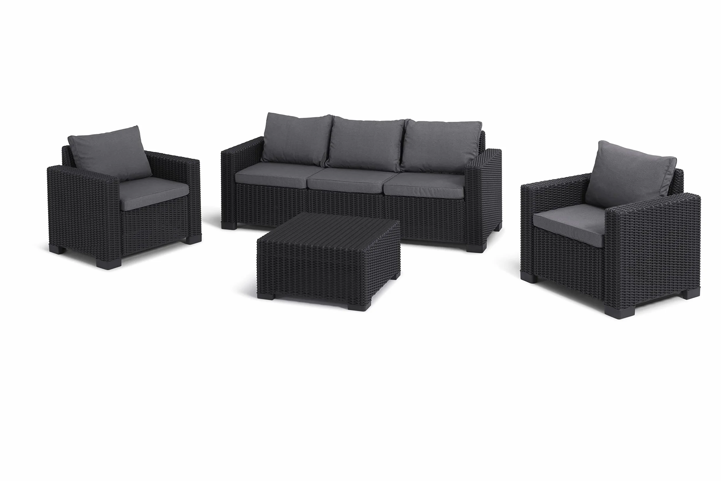 Keter Set 2 divanetti da esterno California adatti per arredare il giardino con cuscini inclusi, color grafite 83x68x71 cm