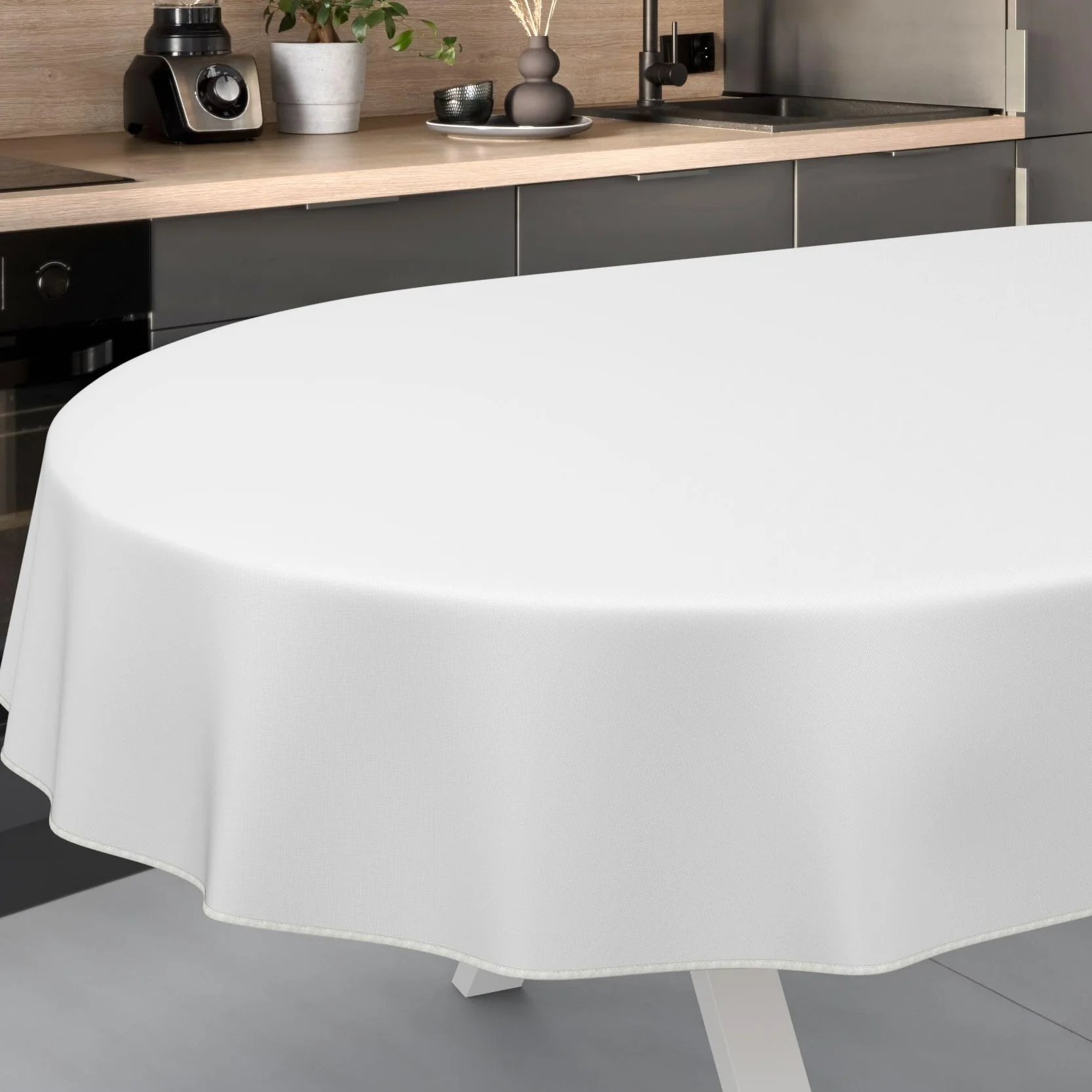 Tovaglia in tela cerata lavabile 220 x 140 cm ovale giardino interno esterno orlo bianco